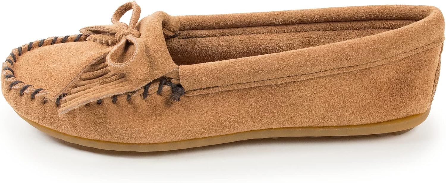 Minnetonka Women's Kilty Suede Hardsole Moccasin