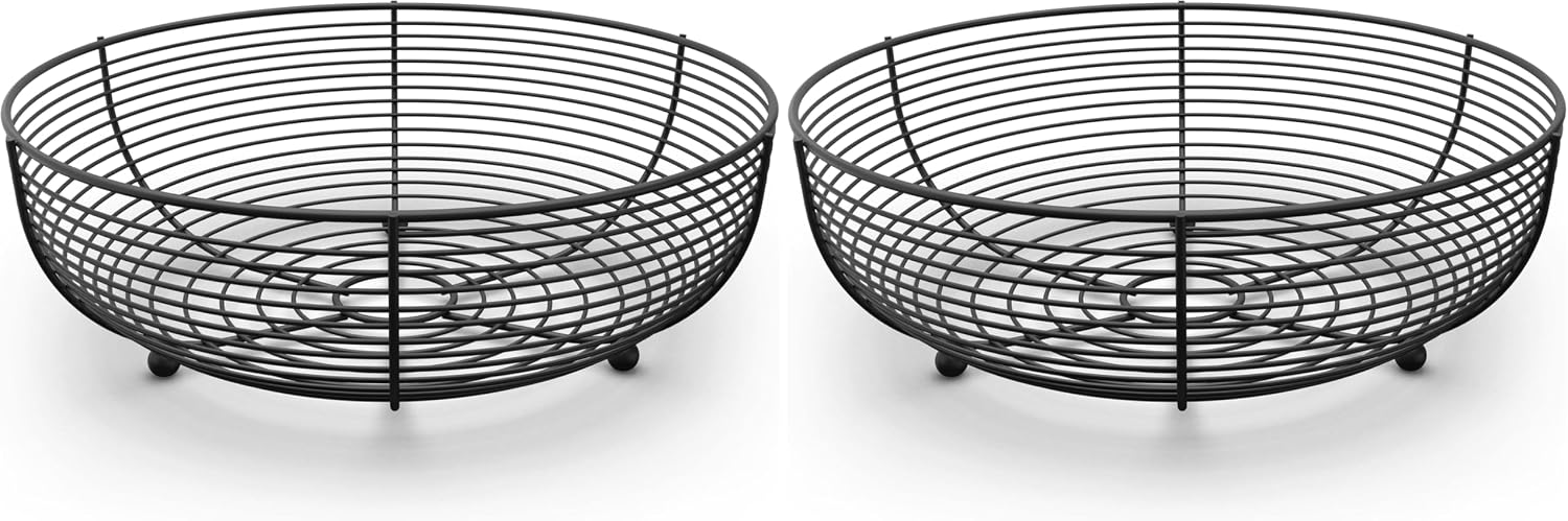 CAXXA Countertop Fruit Bowl, Wire Basket for Fruits, Breads, Vegetables,Snacks, Black