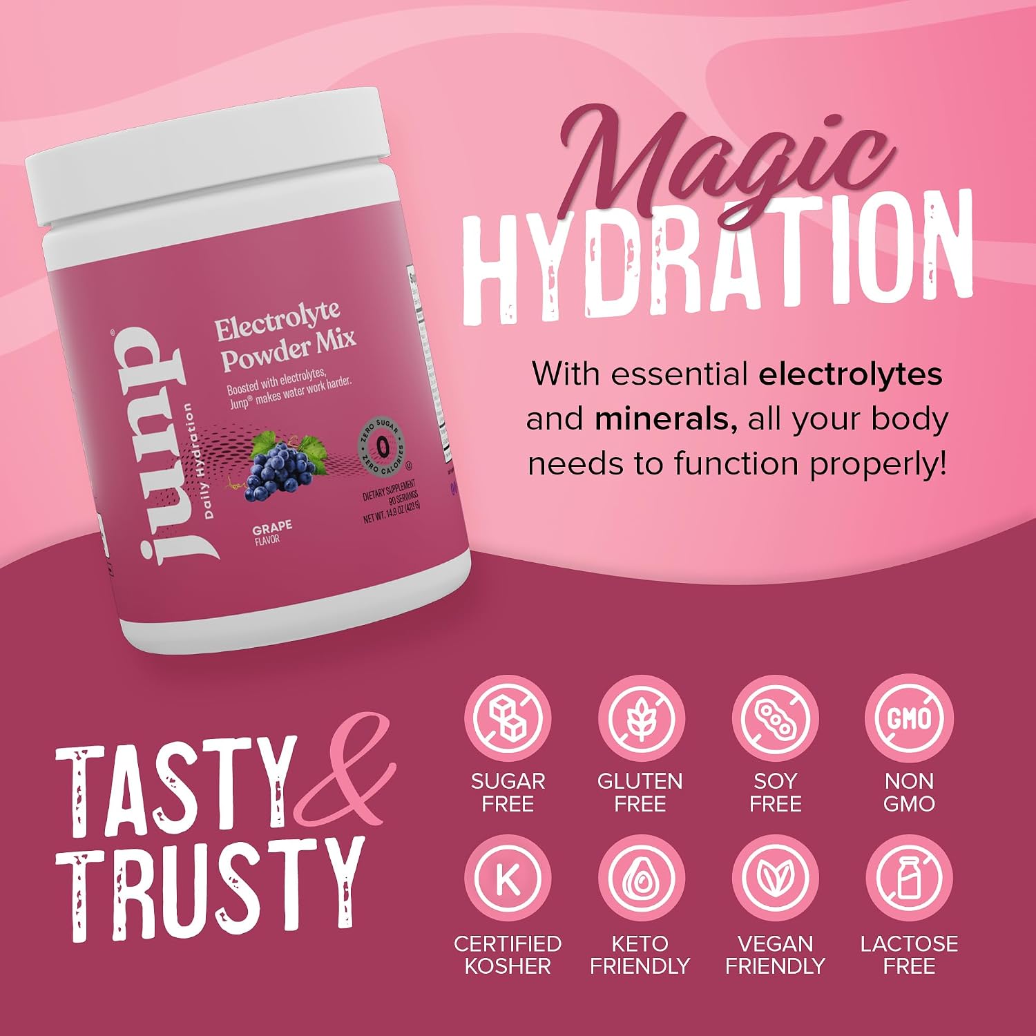 JUNP Electrolytes Powder No Sugar No Carbs – Lemonade Keto Electrolyte Drink Mix - Potassium & Salt Hydration Powder Electrolytes - Zero Calorie