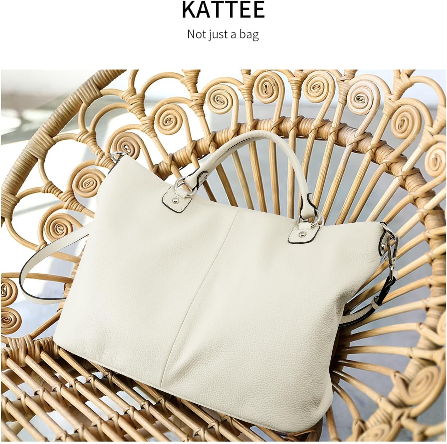 Kattee Genuine Leather Tote Purse for Women, Top Handle Satchel | Soft genuine leather tote with roomy storage and versatile carry for work, shopping, and travel.