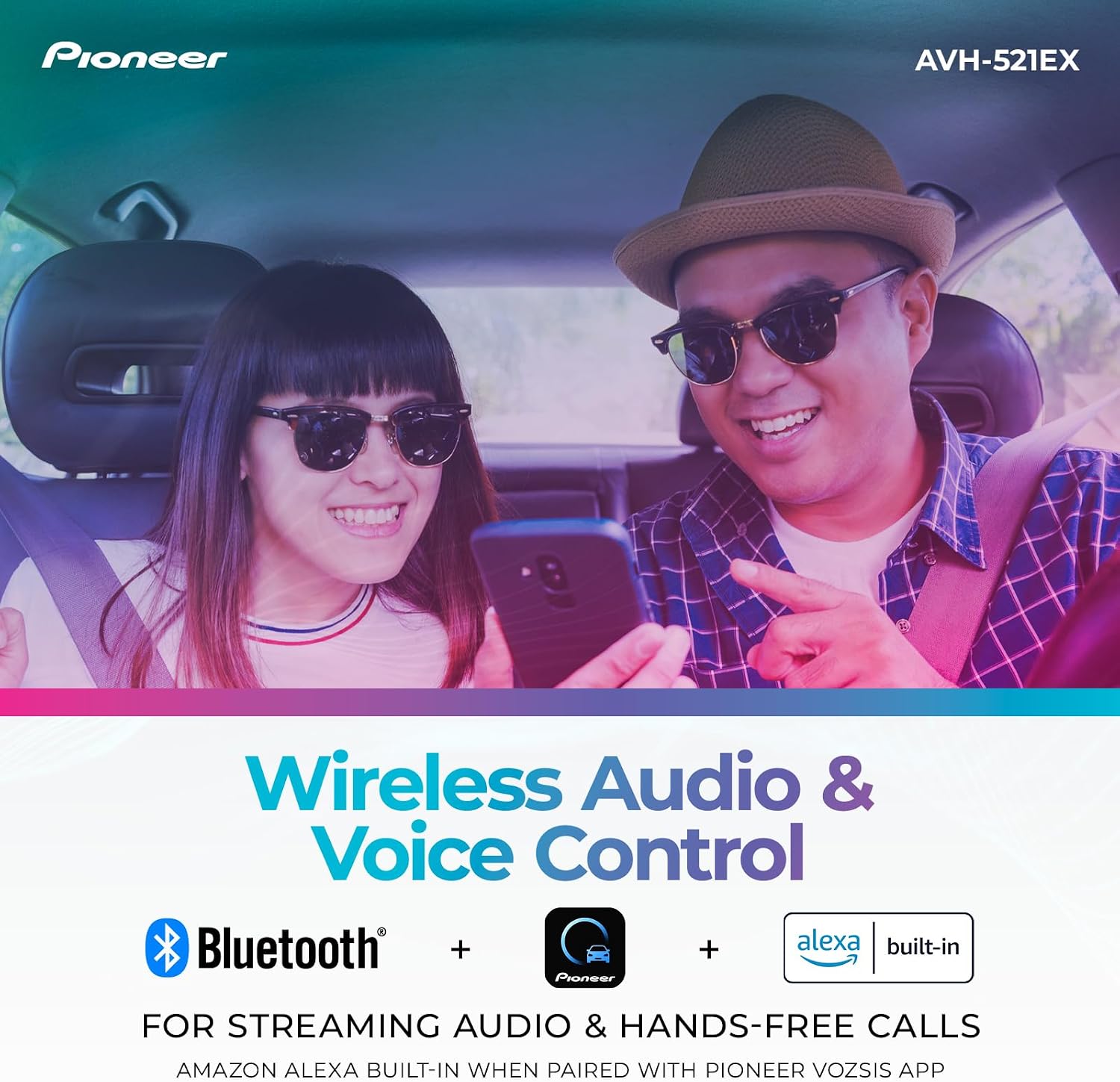 Pioneer AVH-521EX 6.8" Resistive Touchscreen Double Din Car Stereo | DVD Multimedia Receiver, Bluetooth, Backup Camera, SiriusXM, USB, FLAC Playback