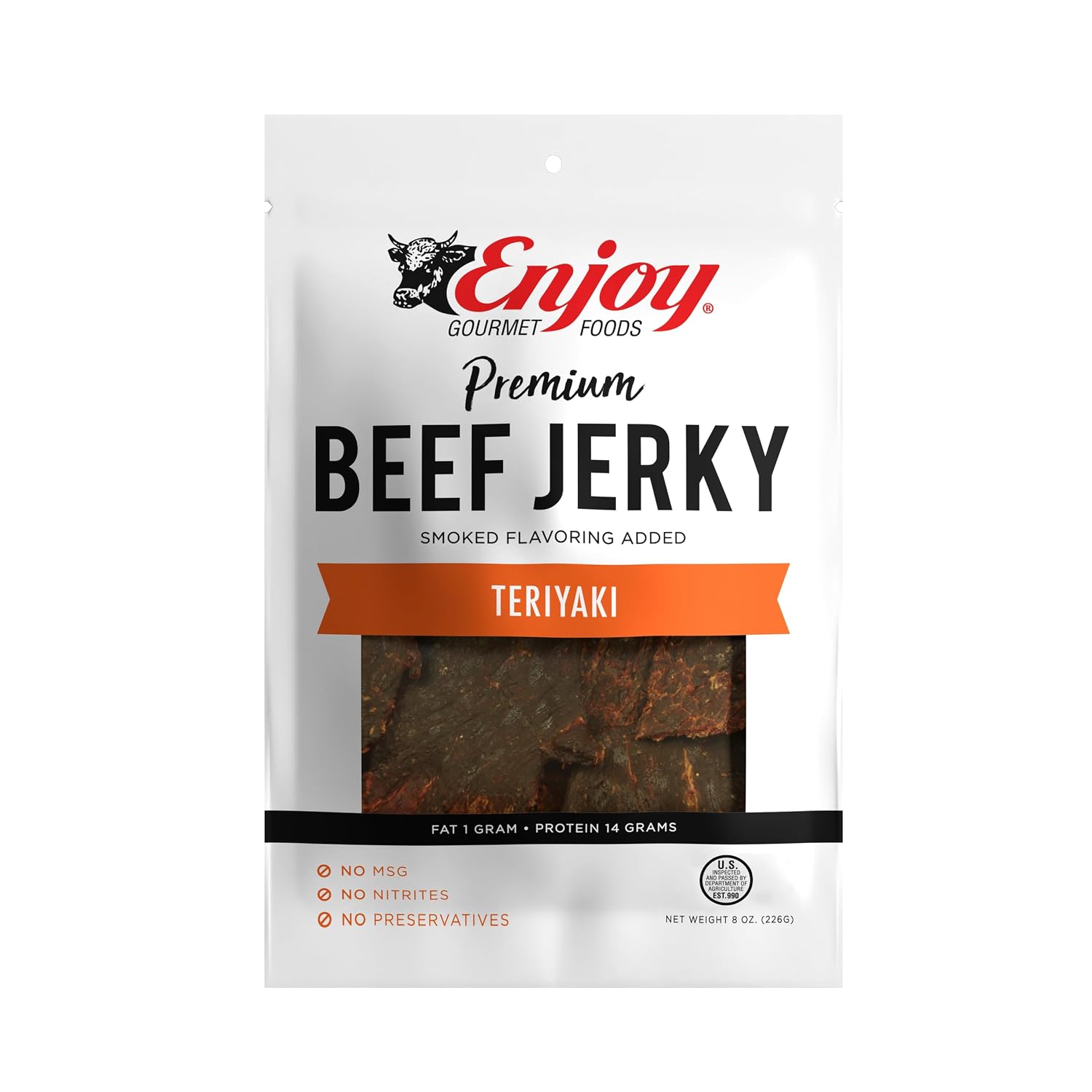 Enjoy Peppered Beef Jerky 8 oz (Pack of 1) | High Protein | No Nitrites