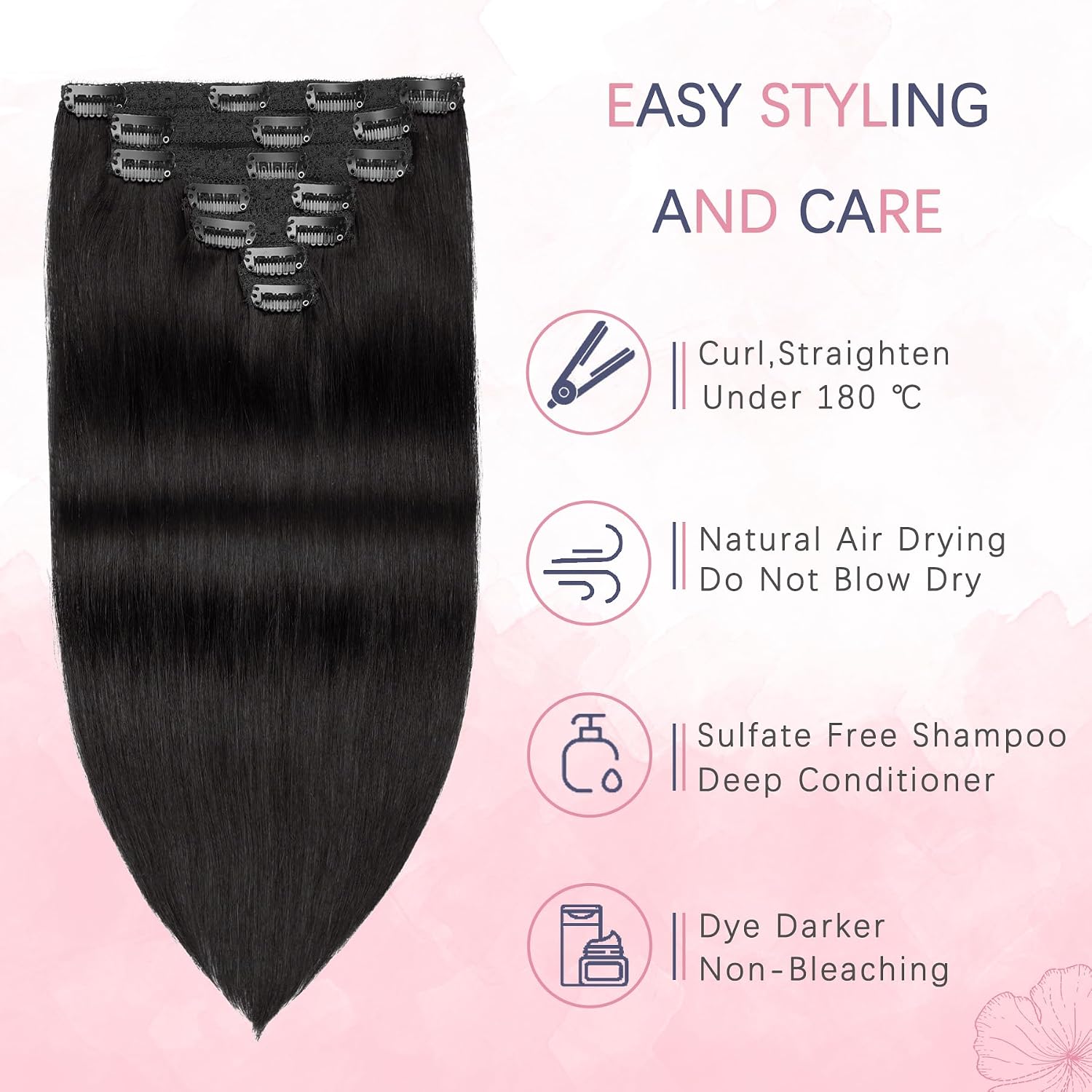 22" Clip in Human Hair Extensions Full Head 200g 10 Pieces 22 Clips Light Brown Double Weft Brazilian Real Remy Hair Extensions Thick Straight (22"