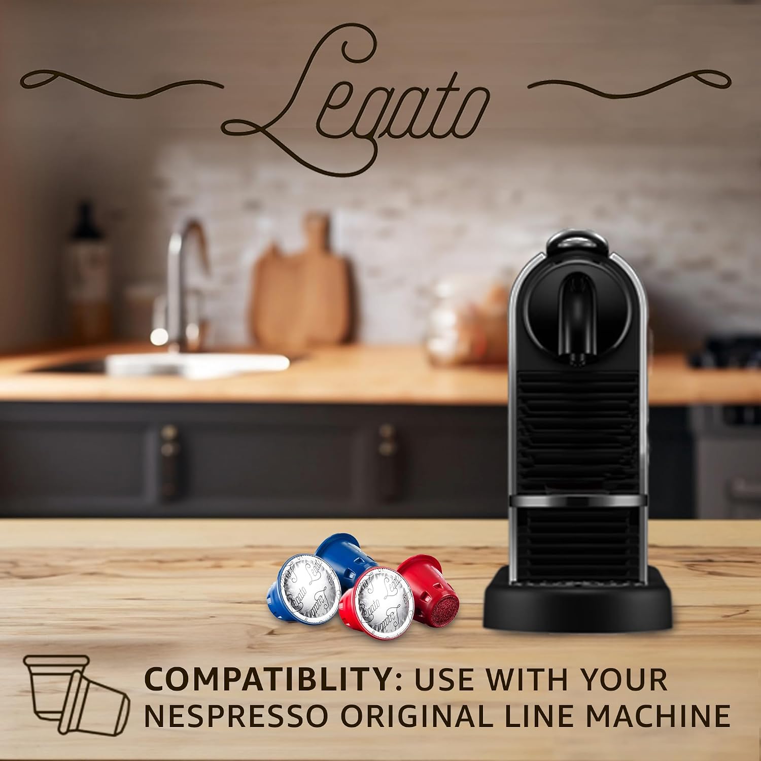 Legato Espresso Capsules - 10/100 count - Single-Serve Coffee Pods - Compatible with Nespresso OriginalLine Machine - Cafe-style Coffee at Home (100, Hazelnut Strength 5)