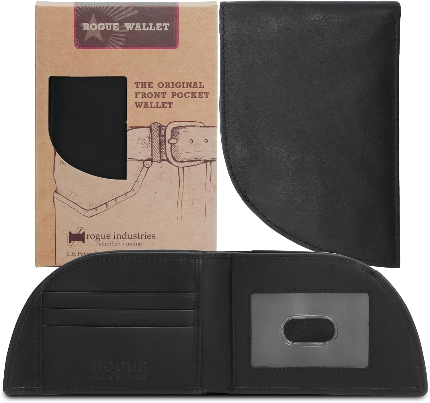 Genuine Bison Leather Wallet for Men, RFID Slim, Brown | Genuine bison leather wallet for men with RFID blocking and curved front pocket fit. Rugged slim everyday carry, brown.