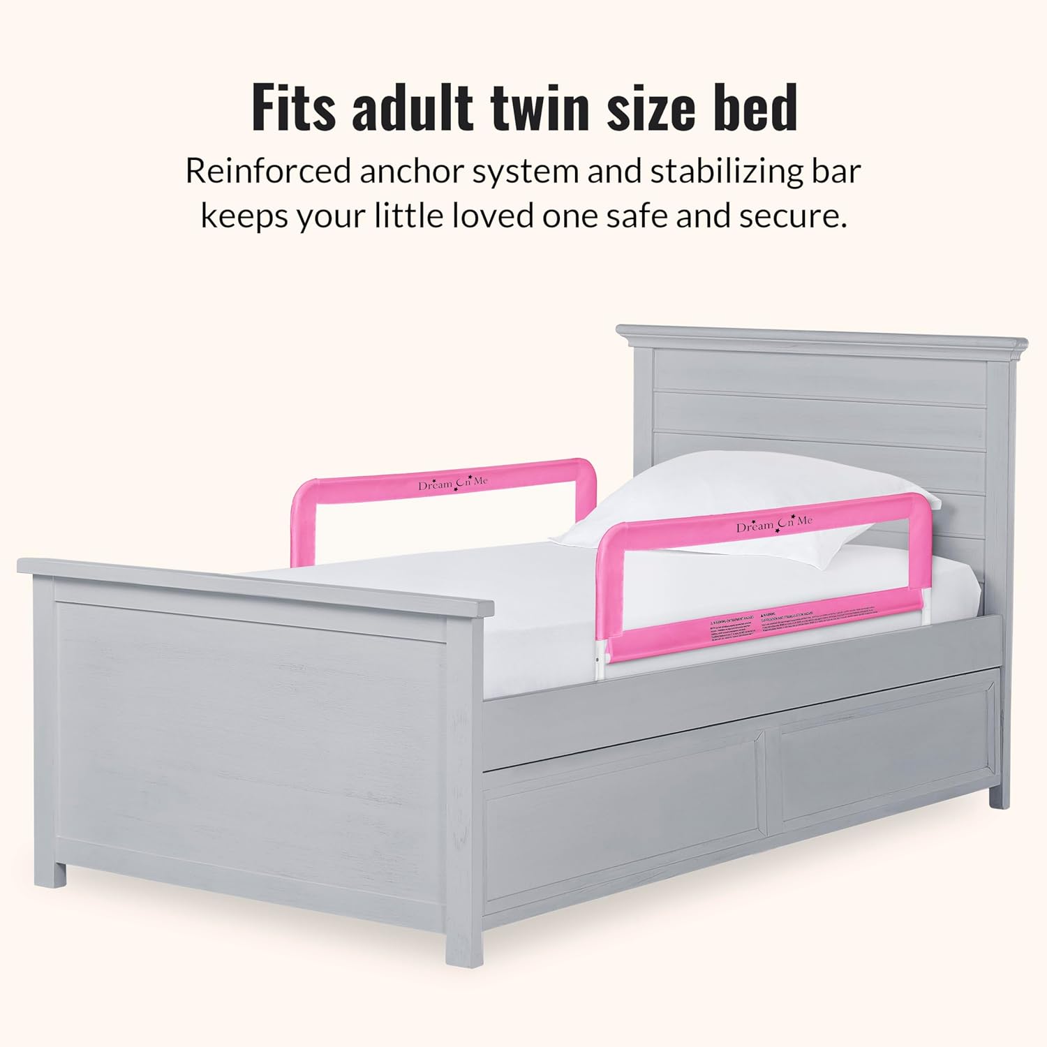 Dream On Me Lightweight Mesh Security Adjustable Bed Rail Double Pack with Breathable Mesh Fabric in White, 2 Count (Pack of 1)