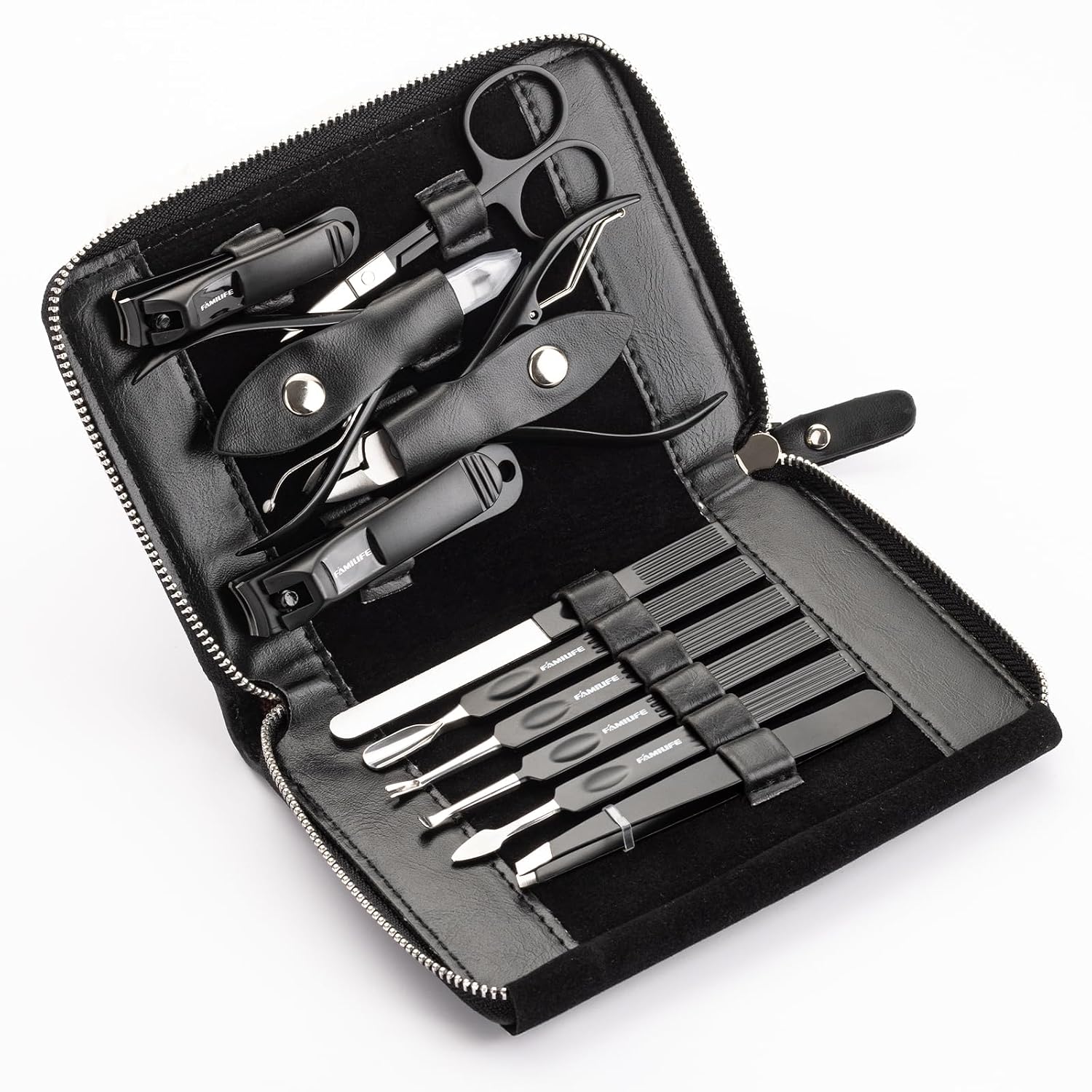 FAMILIFE Stainless Steel Manicure Set 11-in-1 Professional Nail Clipper Kit