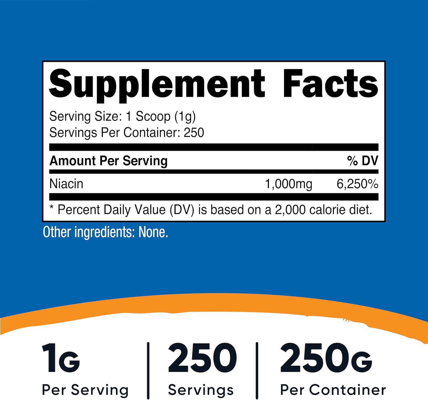 Nutricost Niacin (Vitamin B3) Powder 250 Grams, May Cause Flush | 1 g Per Serving