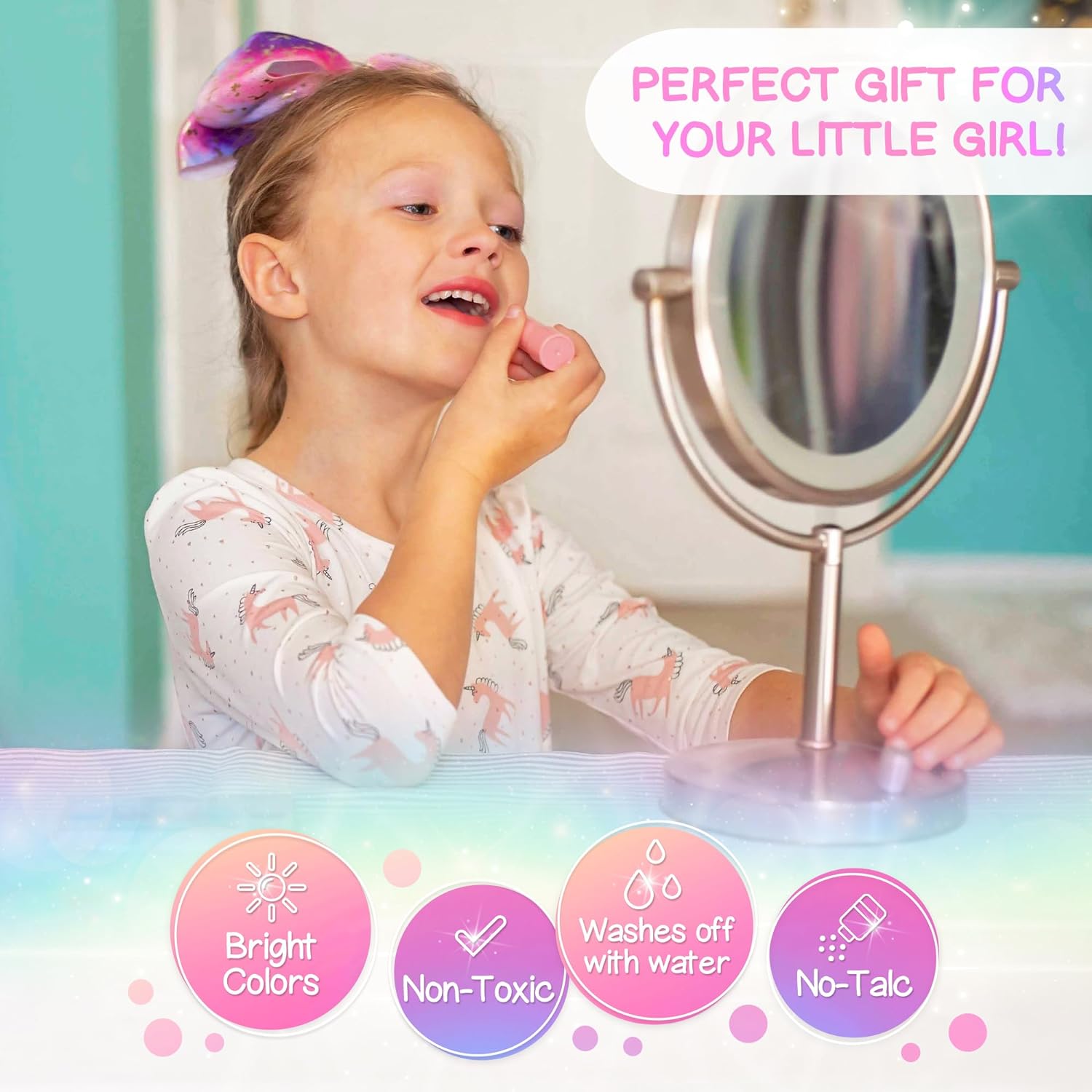 Kids Real Makeup Kit with Unicorn Purse Non Toxic Washable Make Up Set