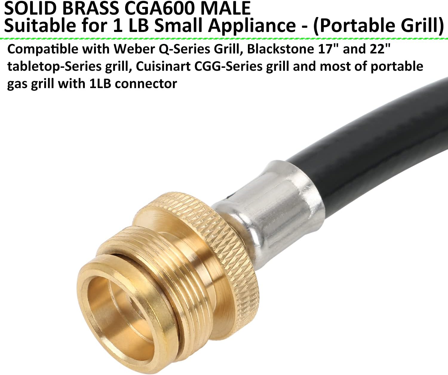 STYDDI 1lb to 20lb Propane Adapter Hose with Gauge, 4FT Propane Hose Converter Kit 1 lb to 20 lb for Weber Q Grill, Coleman Camp Stove