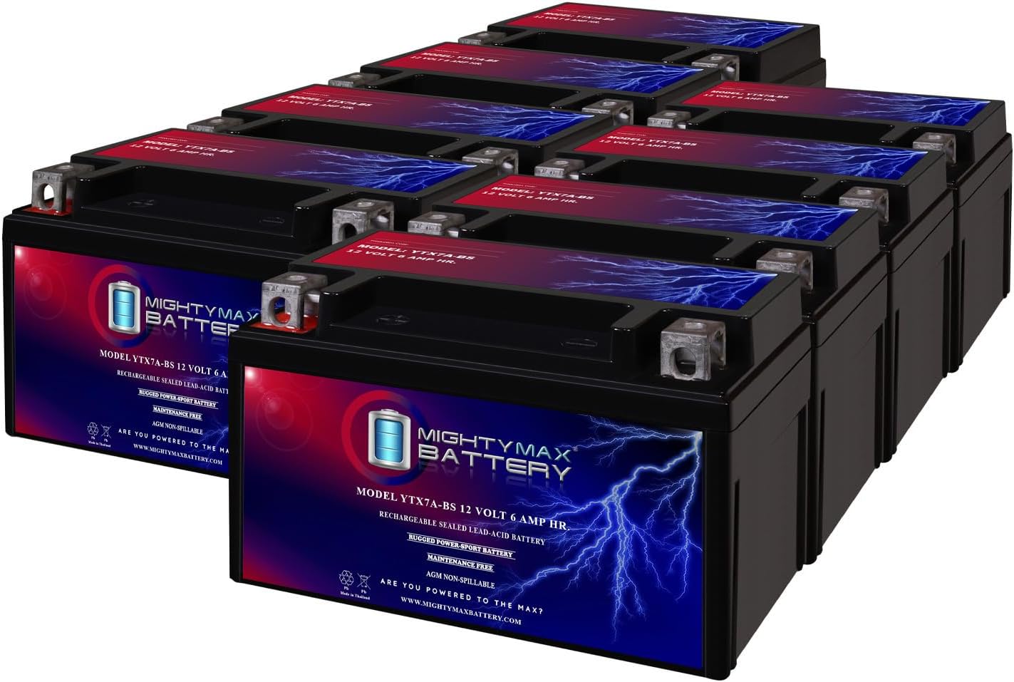 Mighty Max Battery YTX7A-BS -12 Volt 6 AH, 105 CCA, Rechargeable Maintenance Free SLA AGM Motorcycle Battery