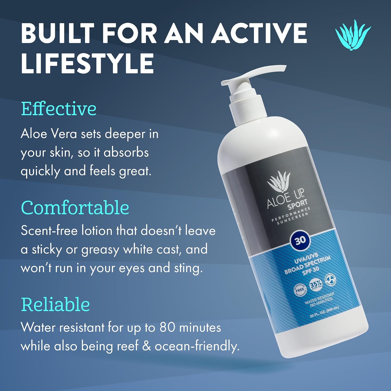 Aloe Up Sport Sunscreen Spray SPF 15, Water Resistant, Non-greasy, 6 oz | Broad-spectrum SPF 15; Water resistant up to 80 min; Non-greasy, With aloe vera gel, fragrance-free