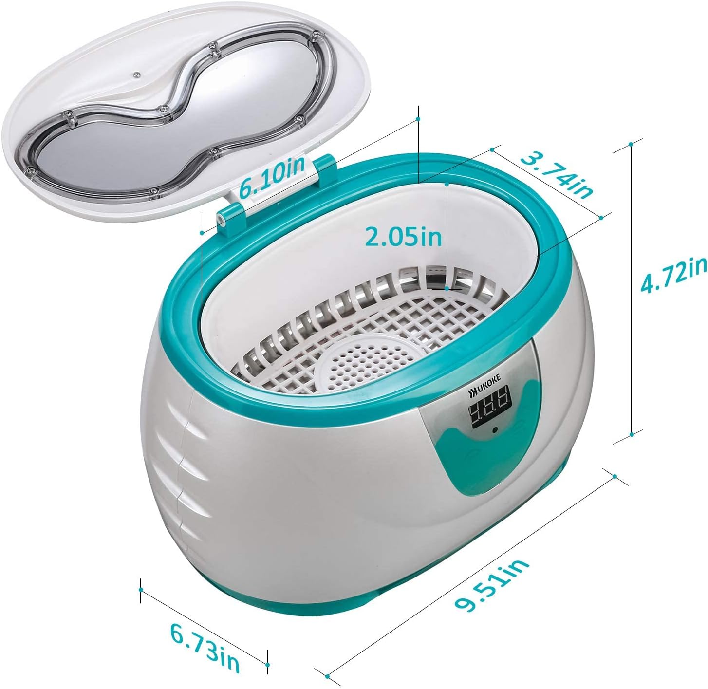 Ukoke UUC06S Ultrasonic Cleaner, Professional Jewelry Cleaner for Eyeglasses, Rings and Watches, 42kHz Portable Sonic Cleaner with 600ml Capacity Stainless Steel Tank