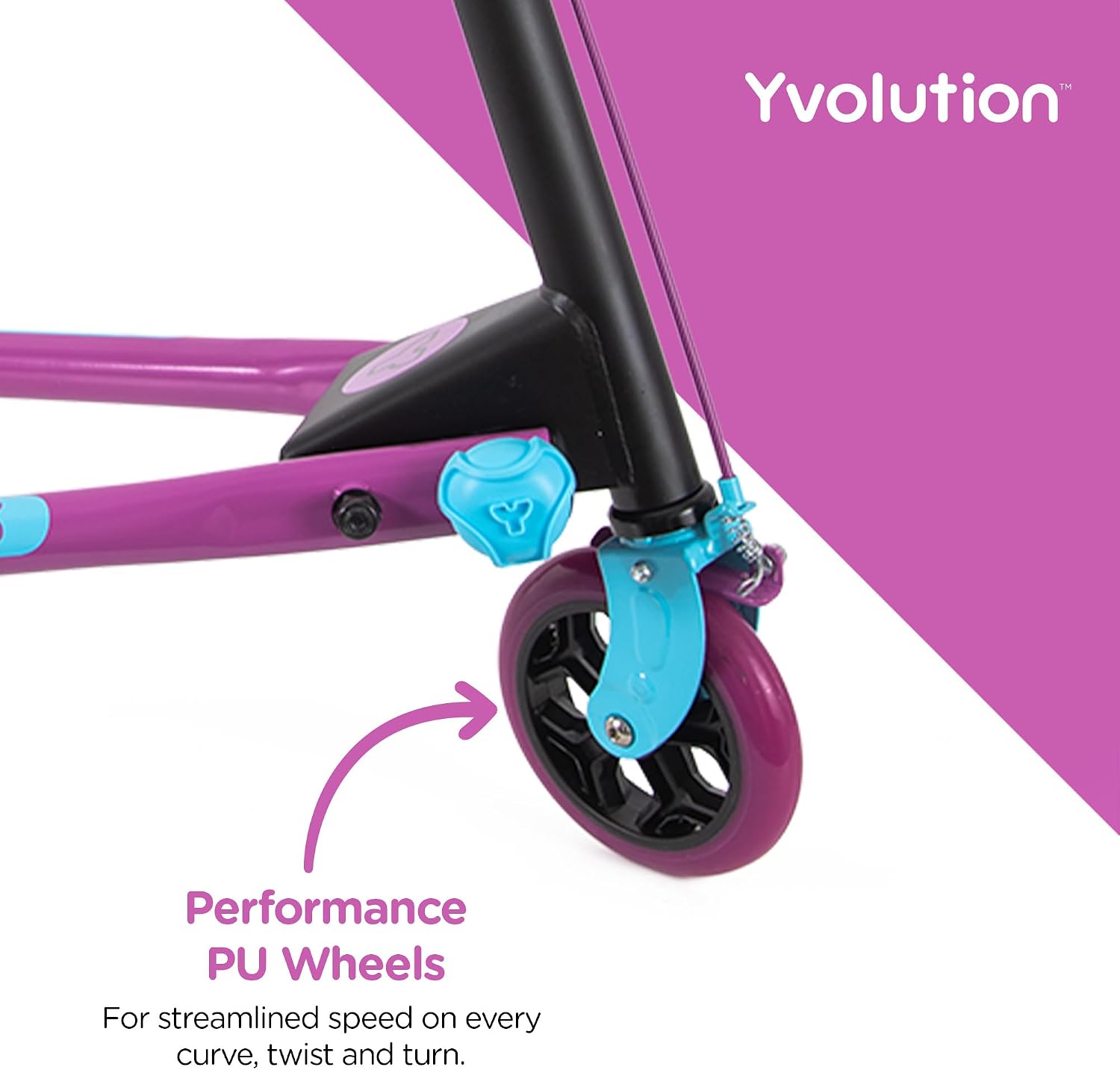 Yvolution Fliker A3 Drift Scooter, 3 Wheels Kids Wiggle Scooter, Foldable, Handbrake, Caster Wheels, for Boys and Girls Aged 7+ Years Old