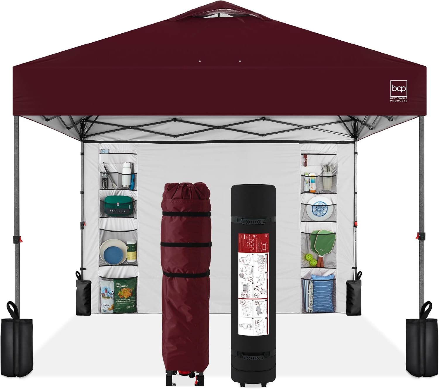 Best Choice Products 10x10ft Pop Up Canopy Tent, Outdoor Shade, 1 Person 1 Minute Set Up, Carry Case, 4 Weight Bags - White