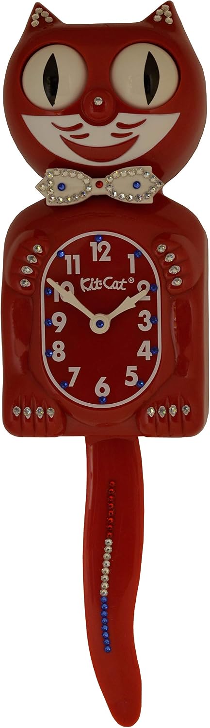 Kit Cat Klock Limited Red White Blue Crystals Jeweled Clock