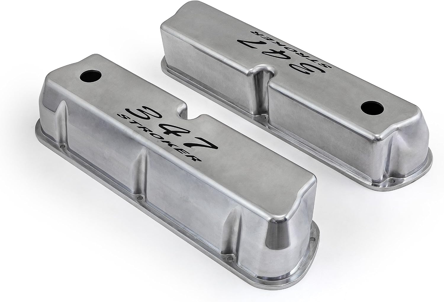 PCE314.1083.18 Compatible with Ford SB 289 302 351w Polished Aluminum 347 Stroker Black Letter Valve Covers