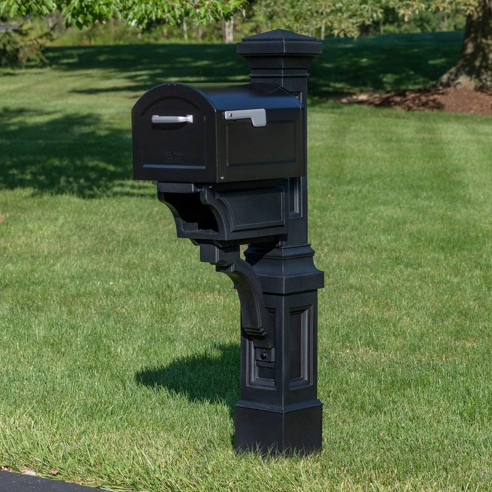 Step2 Atherton Mail Post, Mailbox Not Included, Weather Resistant, Large Outdoor Mailbox Post, Made of Durable Plastic, Easy to Install, Classic White