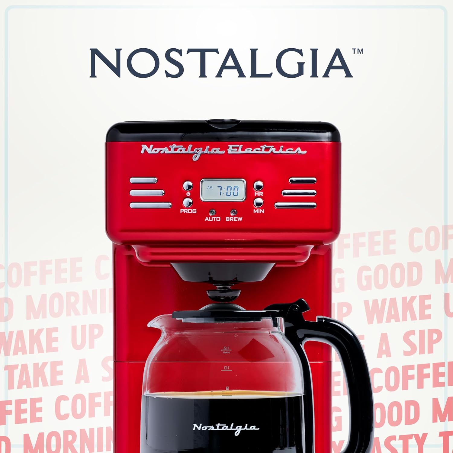 Nostalgia Retro 12-Cup Programmable Coffee Maker With LED Display, Automatic Shut-Off & Keep Warm, Pause-And-Serve Function, Aqua