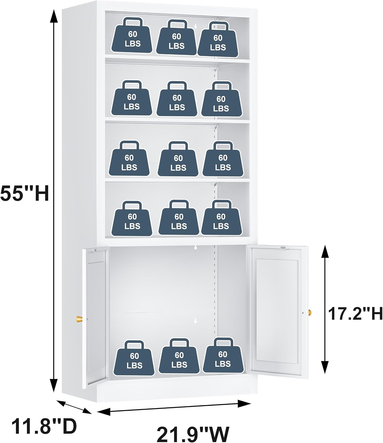 66 in Black Heavy Duty Metal Bookshelf, 5-Tier Adjustable Tall Bookcase, Industrial Floor Standing Storage Shelf 180 lbs Load Per Shelf for Living Room Home Office Bedroom Garage
