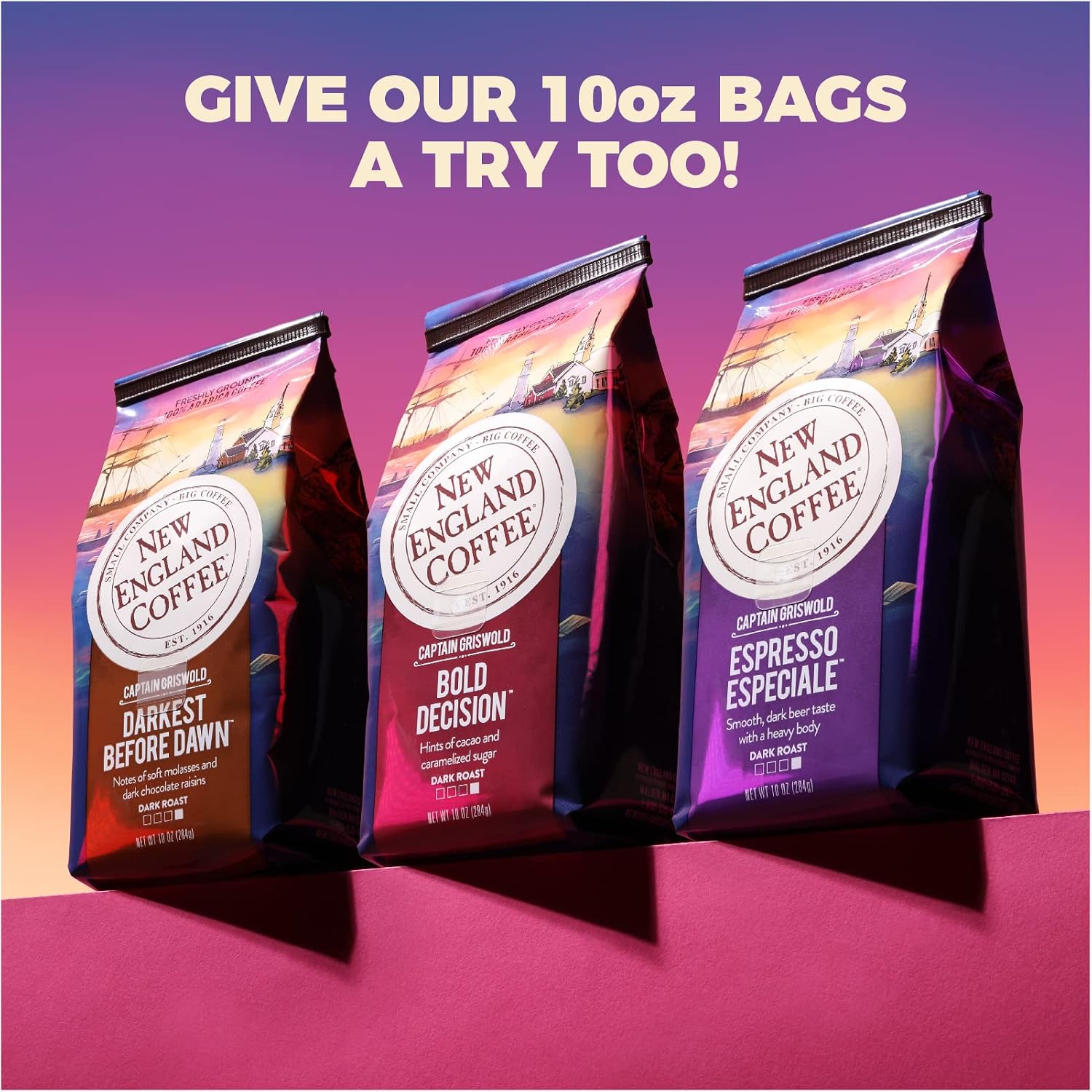 New England Coffee French Roast Dark Roast Ground Coffee, 10oz Bag (Pack of 1)