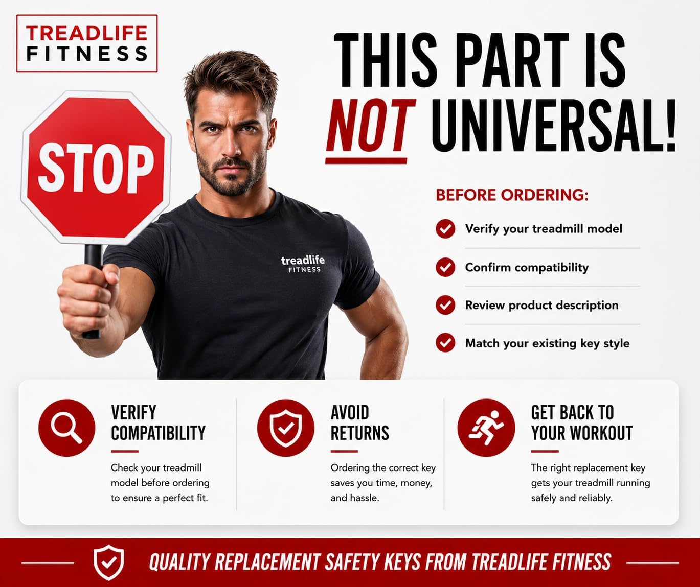 Treadmill Safety Key | Replacement for BowFlex TreadClimber TC3000 & TC5000 Models