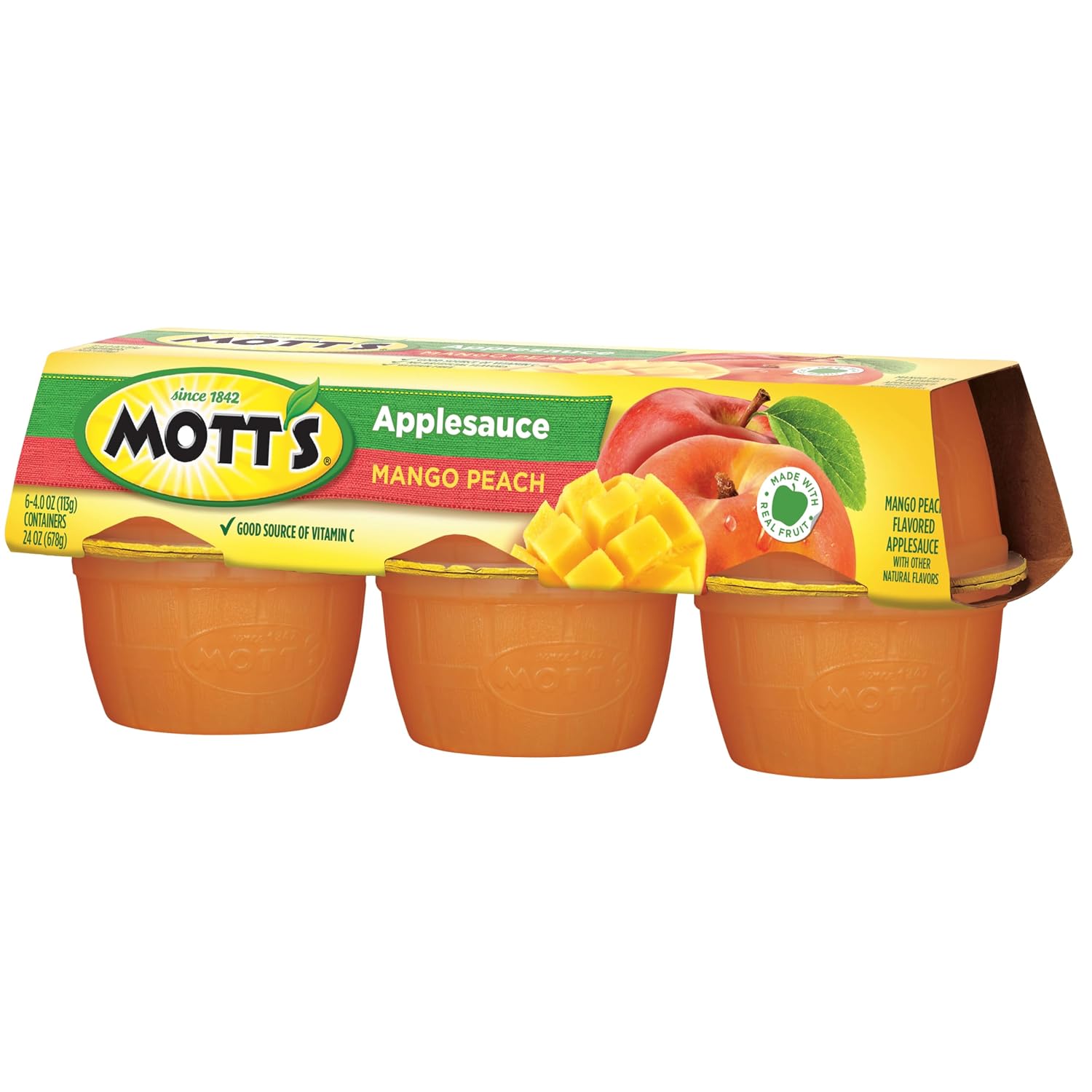 Mott's Mango Peach Applesauce, 4 oz cups, 6 count
