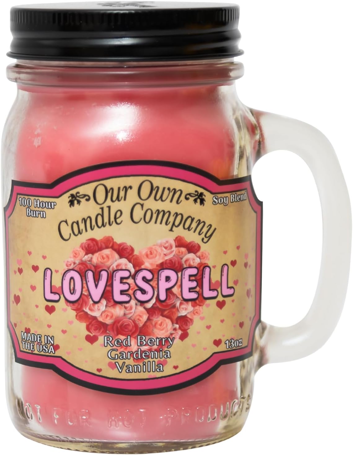 Balsam Pine Scented Mason Jar Candle, Our Own Candle Company, 13 oz | Clean, fresh Balsam-pine-tree scent; soy blend wax; lead-free wick with patented straightener; long lasting