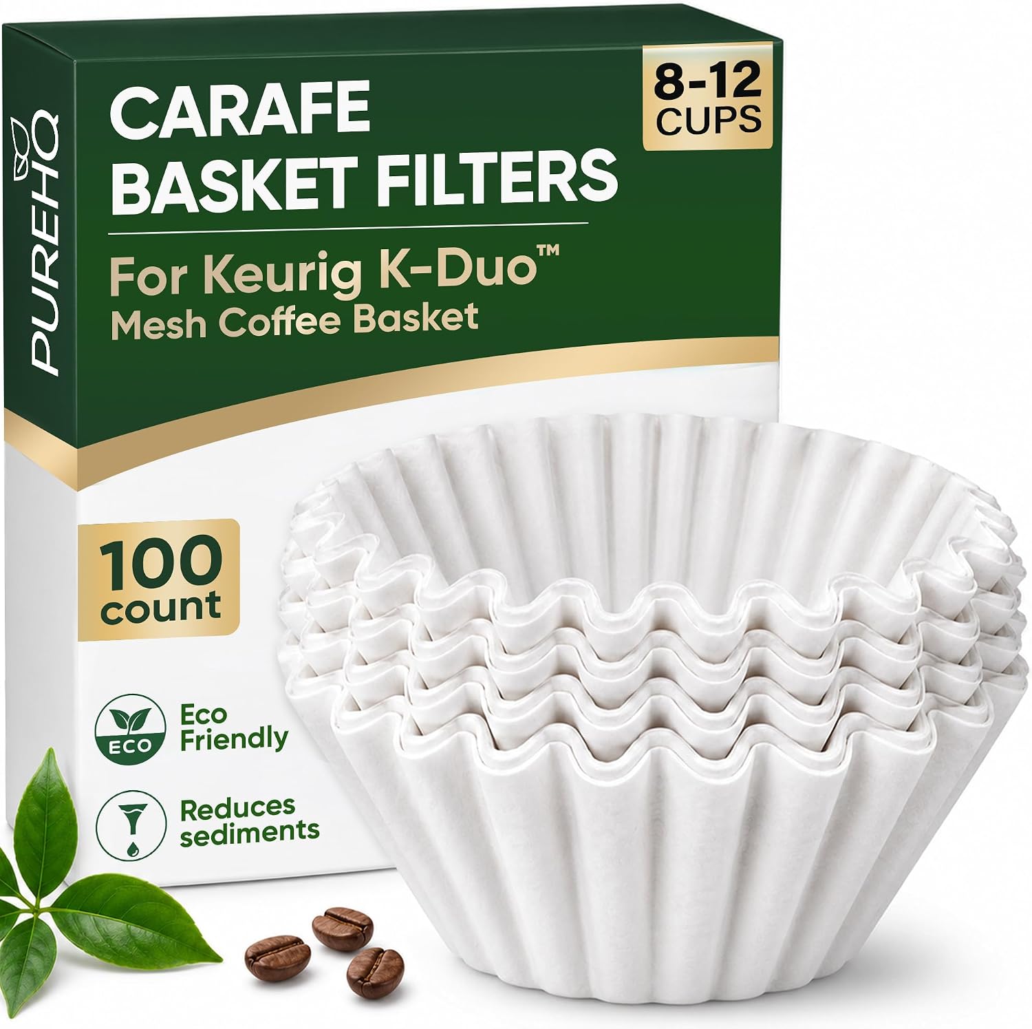 Keurig K-Duo Paper Coffee Filters 100 Pack by PureHQ - Fits Mesh Basket