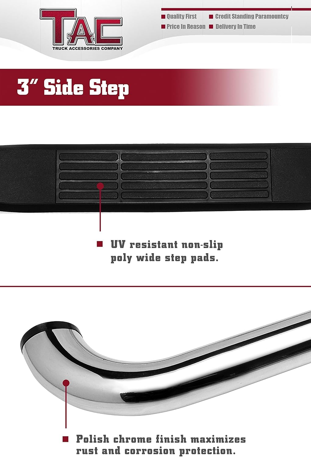 TAC Side Steps Fit Chevy Silverado/GMC Sierra 1999-2018 1500 & 1999-2019 2500/3500 Extended/Double Cab (Excluding C/K Classic) (Body Mount) Truck Pickup 3" Black Side Bars Nerf Bars 2 Pieces