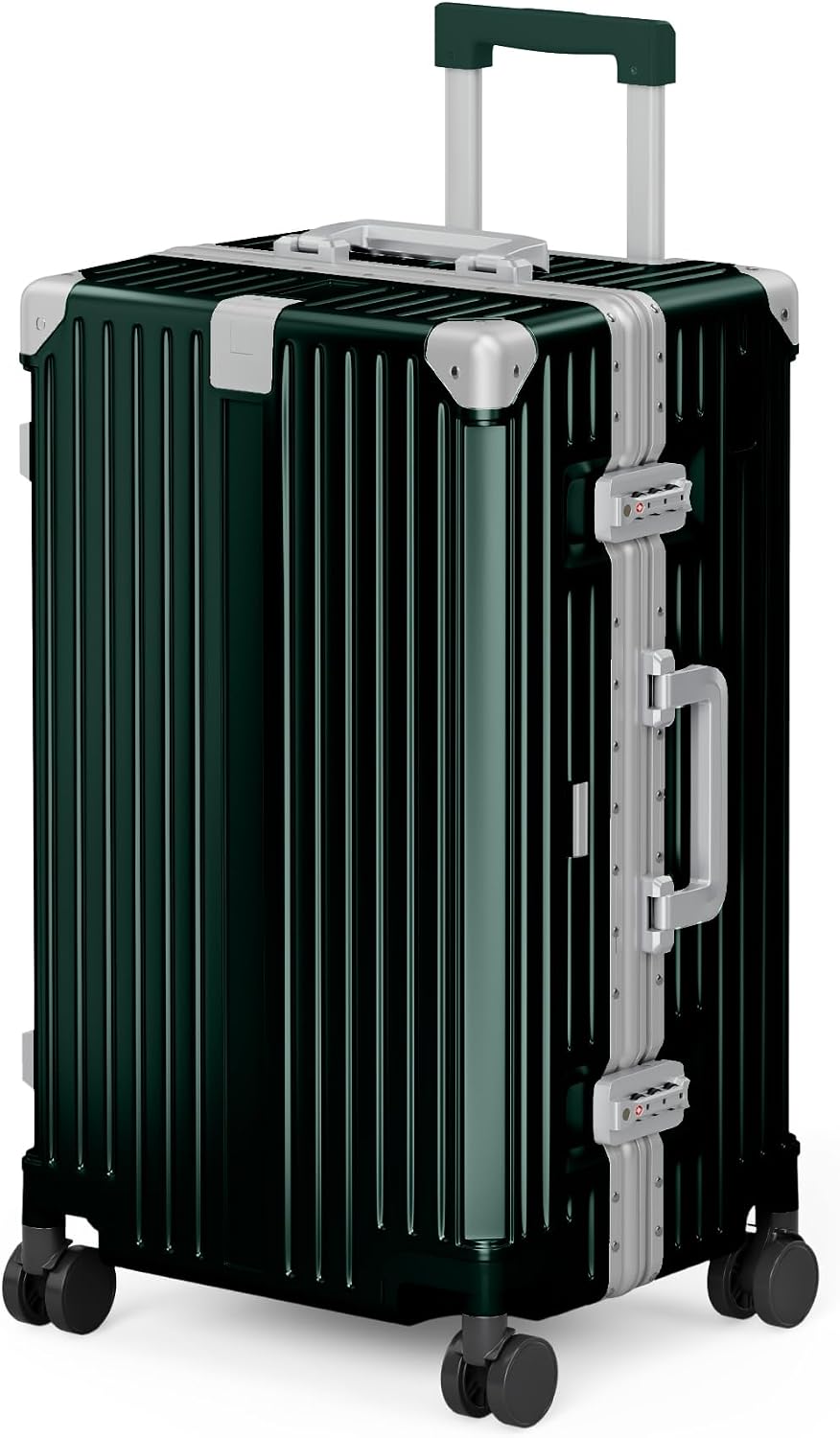 ALPHA CAMP Trunk Luggage 28 Inch with Aluminum Frame Zipperless Suitcase | Large Checked Thickened 3-Layer PC Hardside Luggage with TSA Lock,Charging Port,Cup Holder and Spinner Wheels for Travel