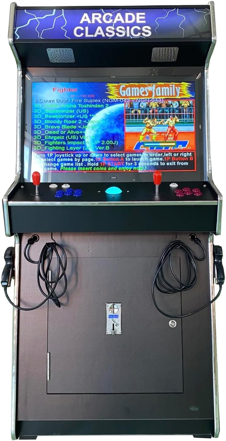 Full Size Commercial Grade Upright Standup Arcade Machine 2 Player 4500 Games 32 inch Screen Black with 2 Shooting Guns