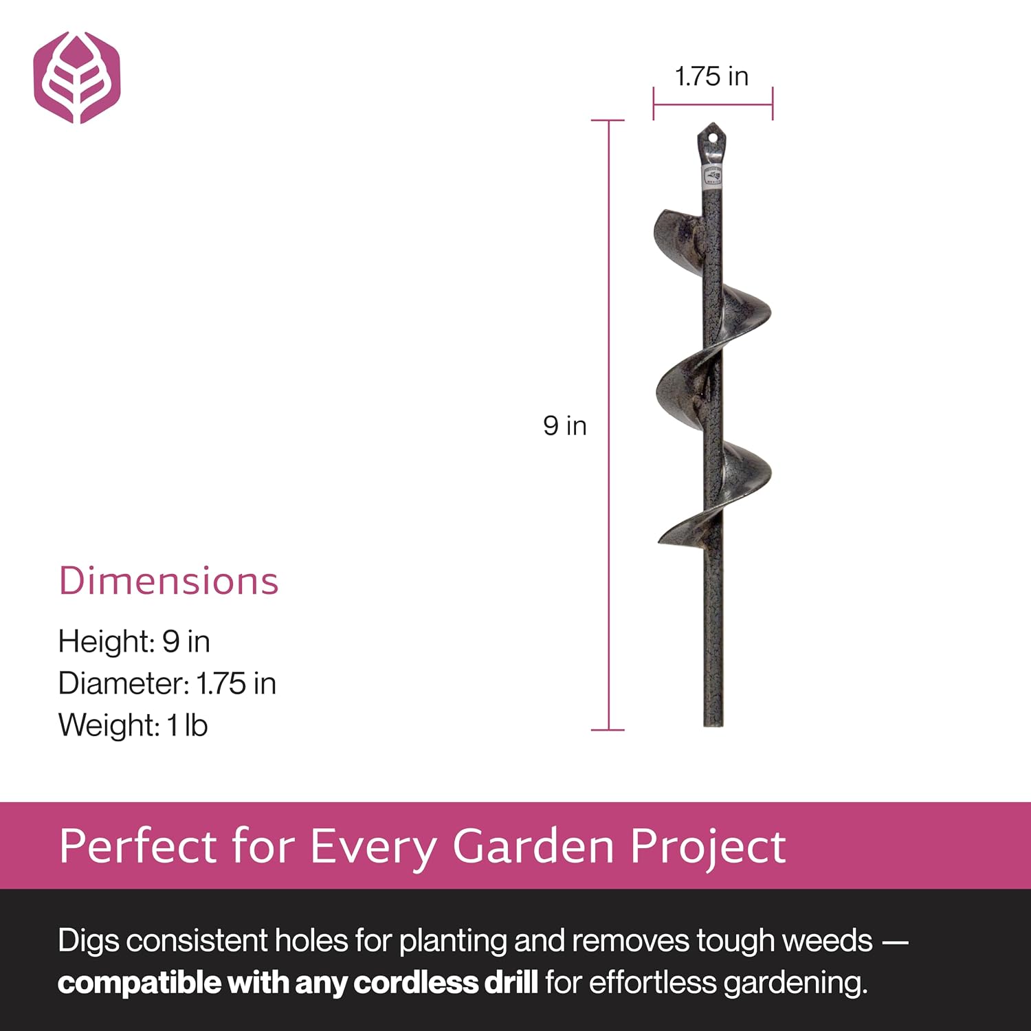 Yard Butler IREA-4 Roto Earth 18” Auger Drill Bit - Digging Tool for Effortless Bulb Planting - Multi-Use Drill - Heavy-Duty Garden Tool - Power-Coated Steel - Rust-Resistant | Powder-Coated Steel Digging Tool, Rust-Resistant, Digs Medium-Depth Holes for…