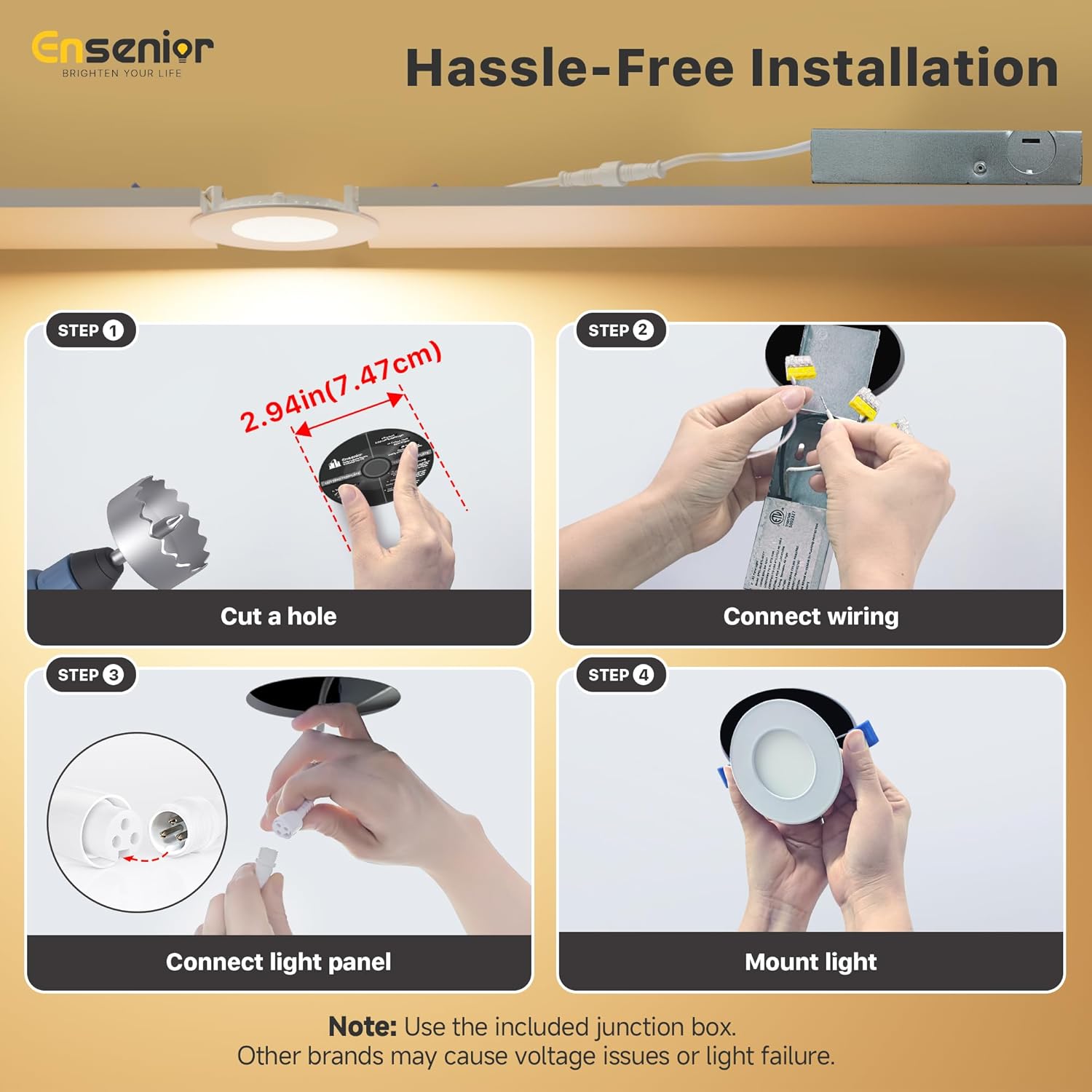 Ensenior 6 Pack 6 Inch LED Recessed Light, 5CCT Dimmable Canless Wafer
