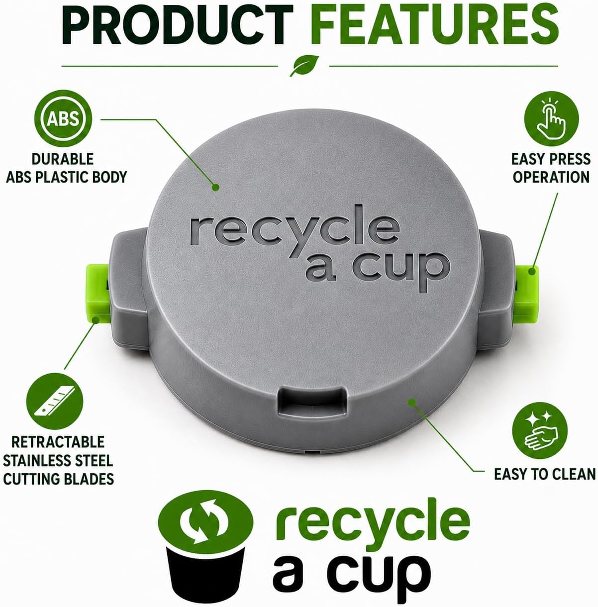 K-Cup Recycling Tool, Coffee Pod Cutter, 2 Pack | Separates plastic body for easier recycling. Works best with Keurig pods, fits most pod brands