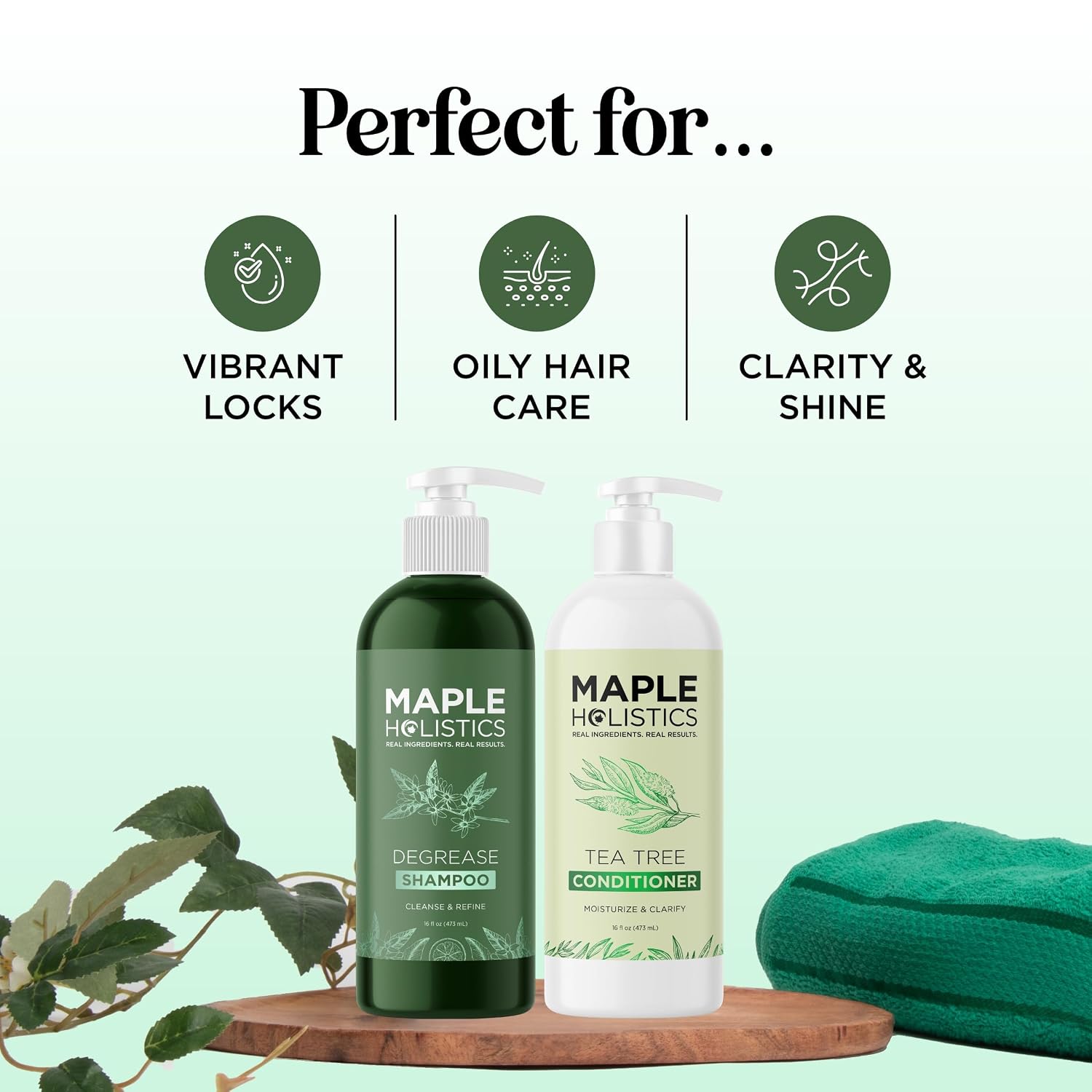 Sulfate Free Shampoo and Conditioner Set - Tea Tree Sage and Rosemary Shampoo and Conditioner for Dry Flaky Scalp Care - Deep Cleansing Color Safe Shampoo and Conditioner for Damaged Dry Hair Care