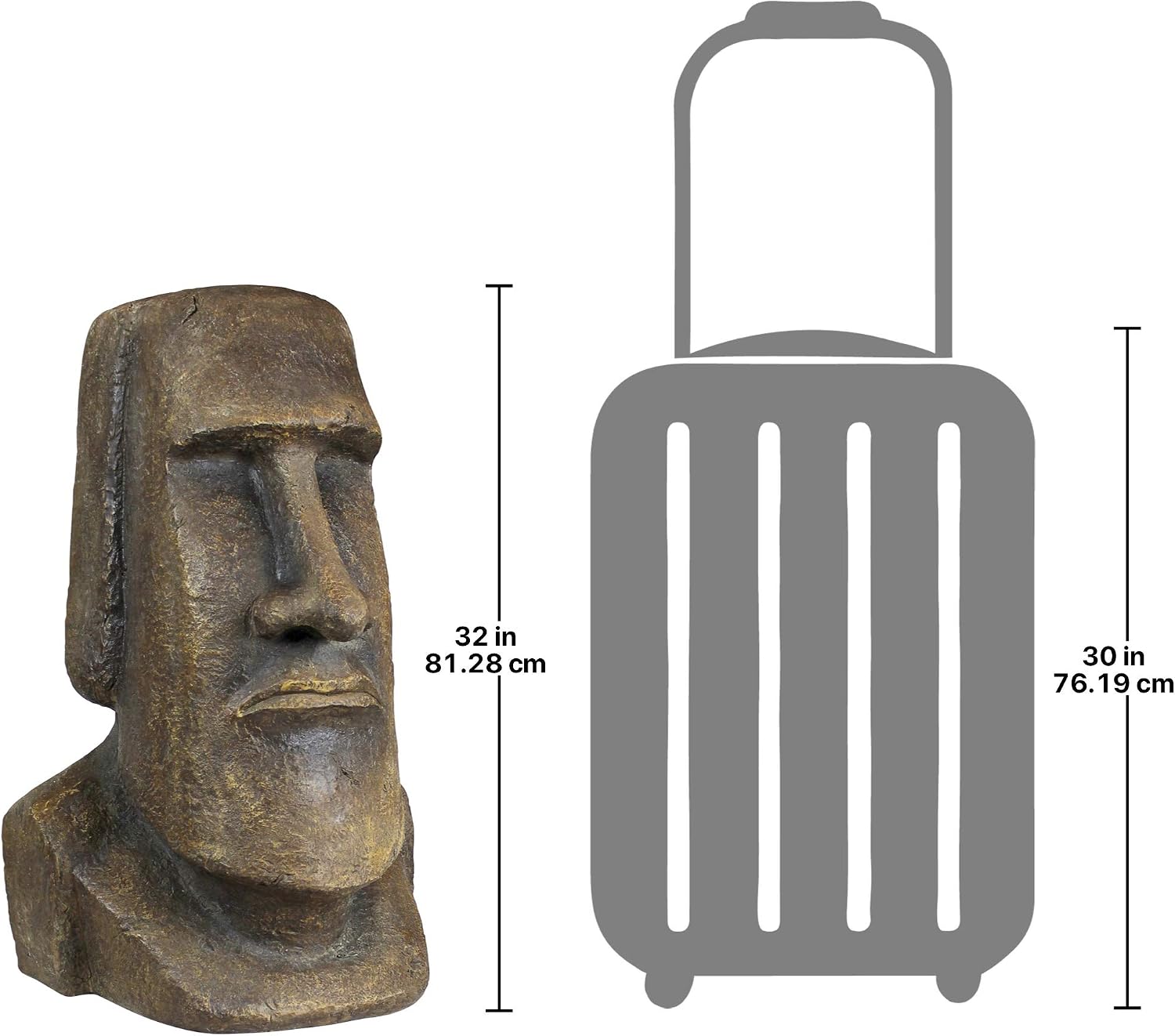 Design Toscano Easter Island Ahu Akivi Moai Monolith Garden Statue, Extra Large, 32 Inch, Cast Stone Resin, Grey Stone
