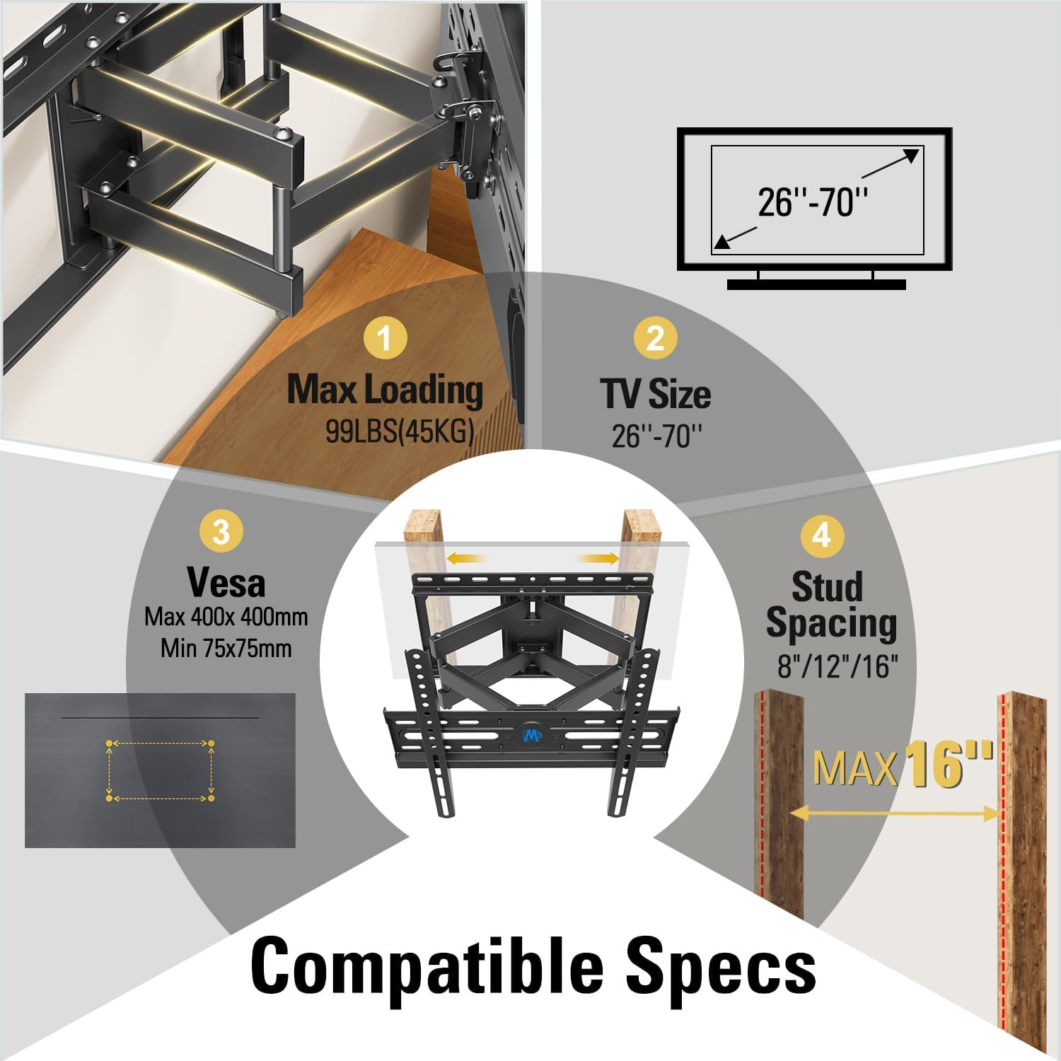 Mounting Dream Long Arm TV Wall Mount Full Motion TV Mount for 42-94" TVs