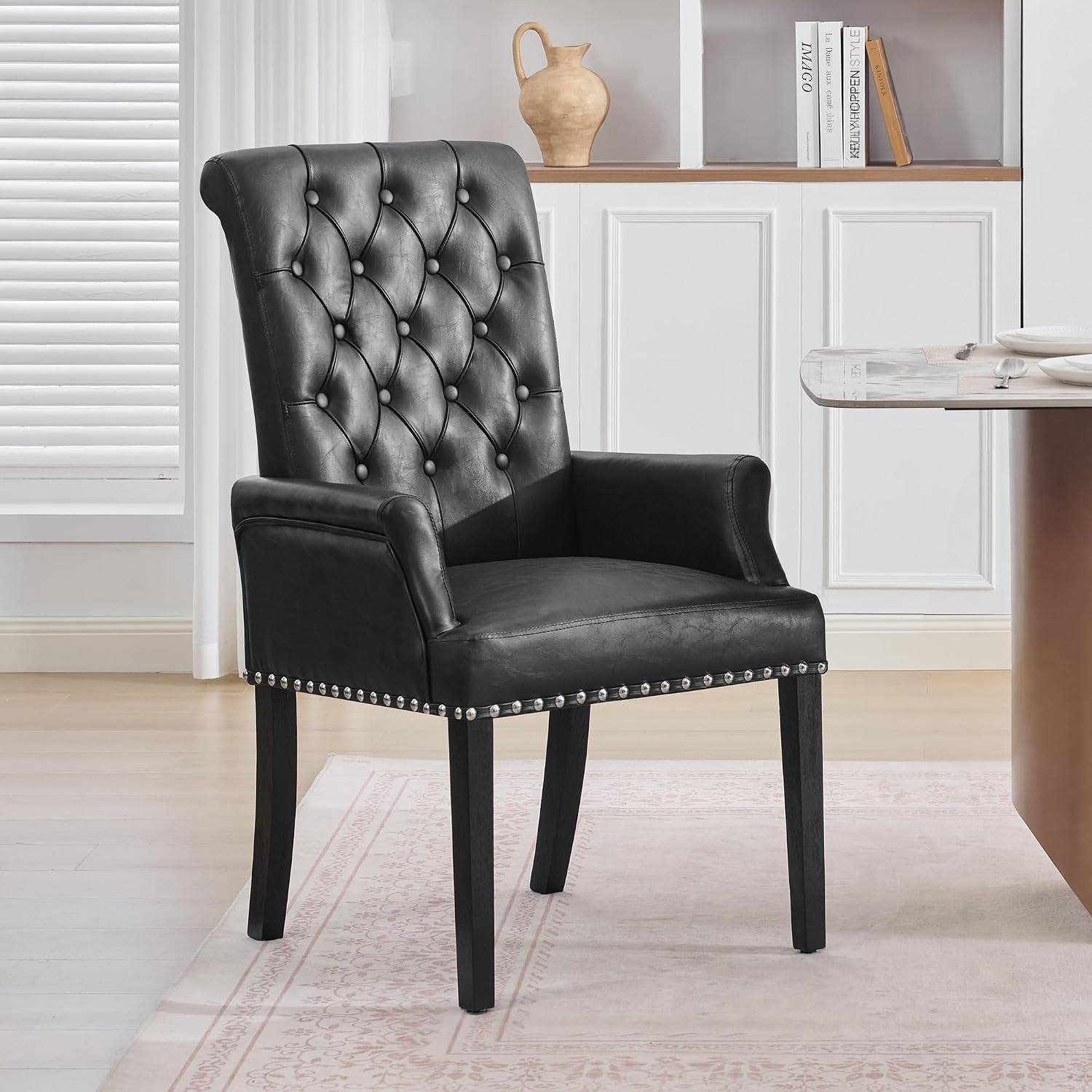 adochr Dining Chairs with Arms,Linen High Back Dining Room Chairs, Beige