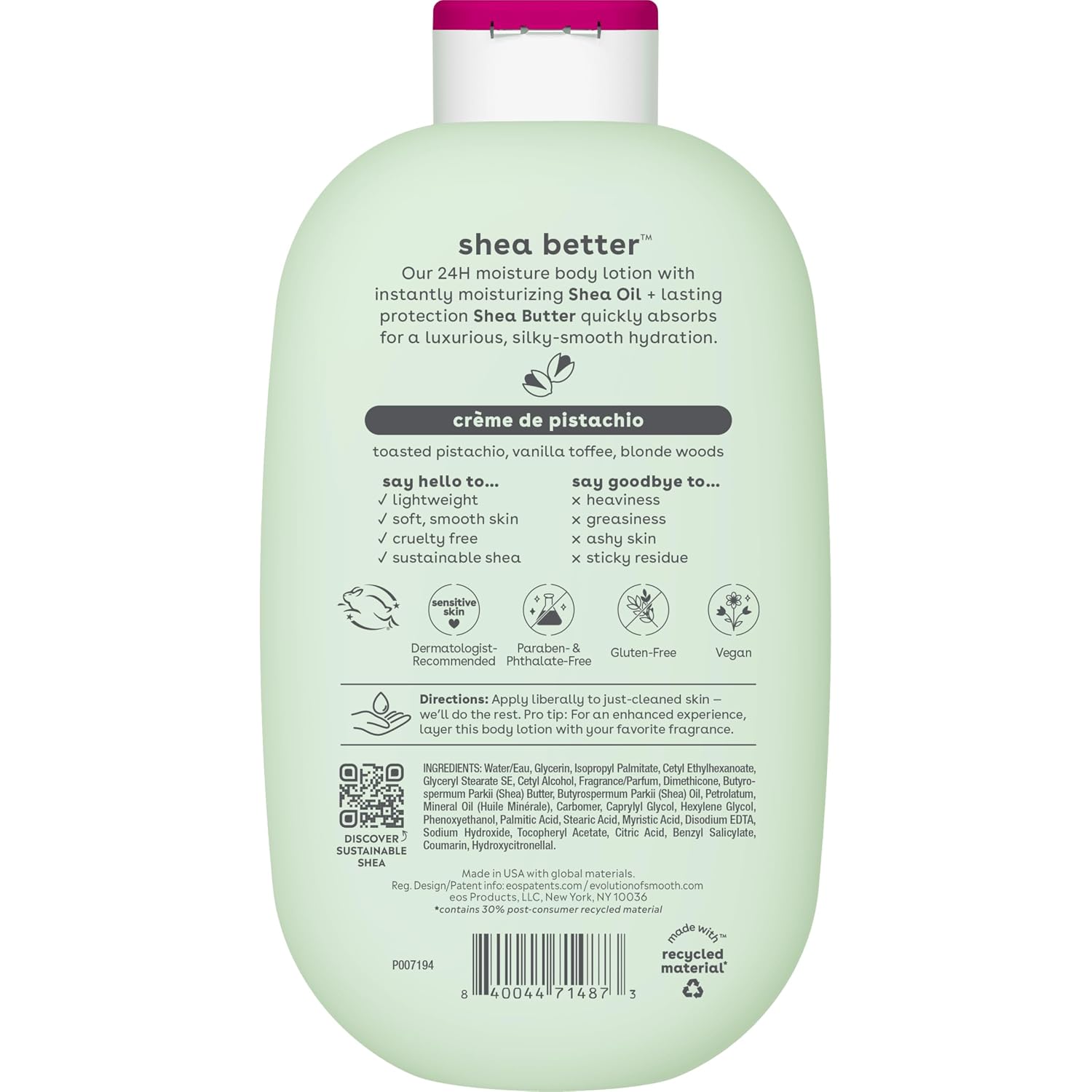 eos Shea Better Body Lotion- Vanilla Cashmere, 24-Hour Moisture, 16 fl oz