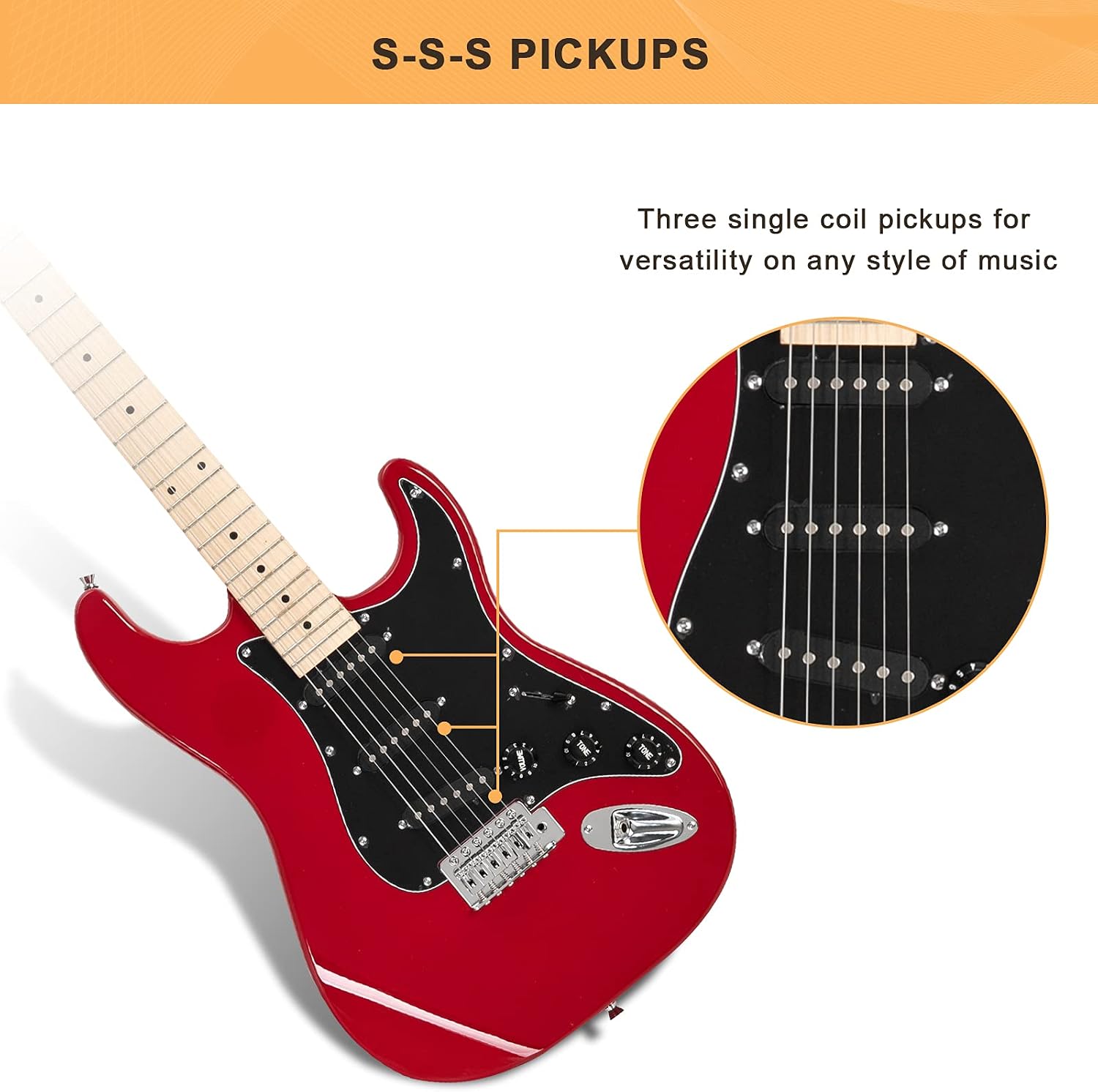 GLARRY Full Size Electric Guitar for Music Lover Beginner with 20W Amp and Accessories Pack Guitar Bag (DARK BLUE, 39" Right Handed)
