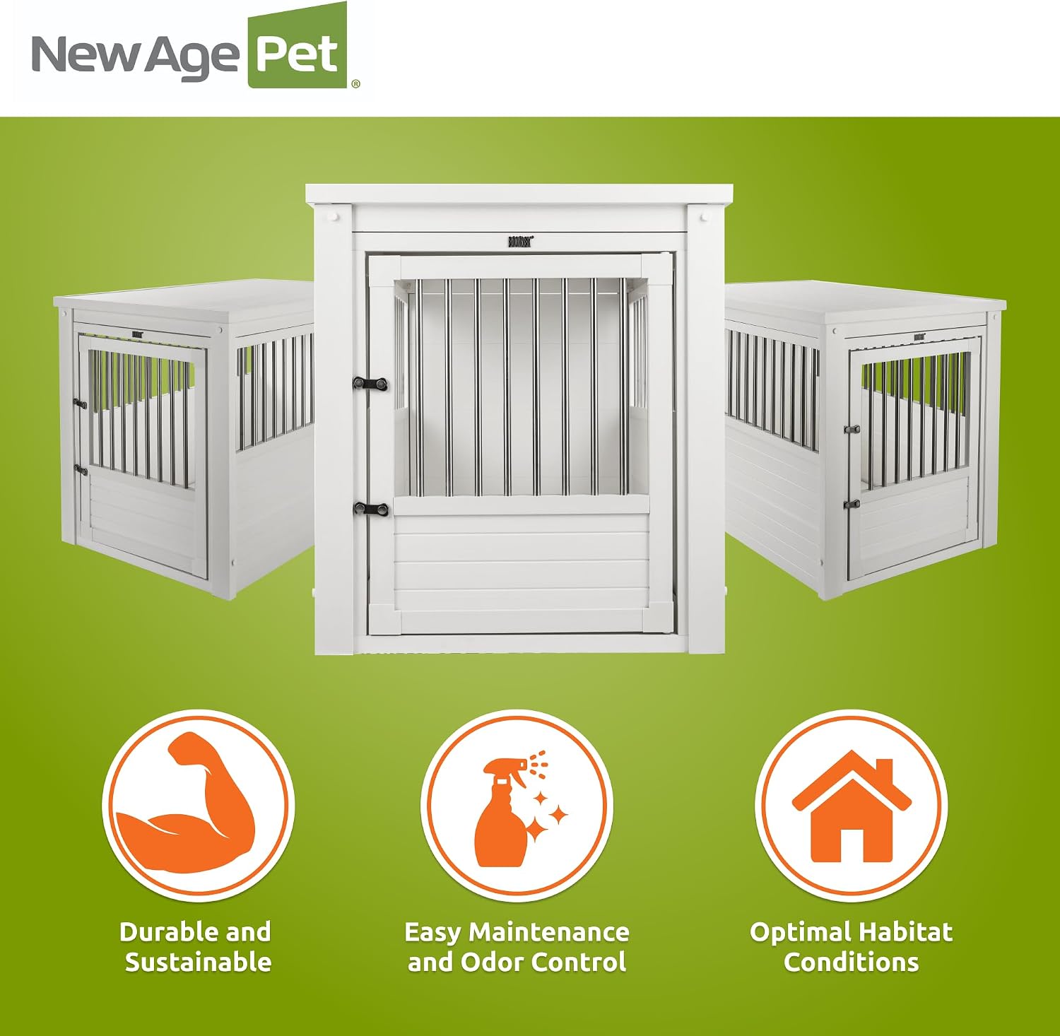 New Age Pet ecoFLEX Pet Crate/End Table, Small, Grey, Model:EHHC405S