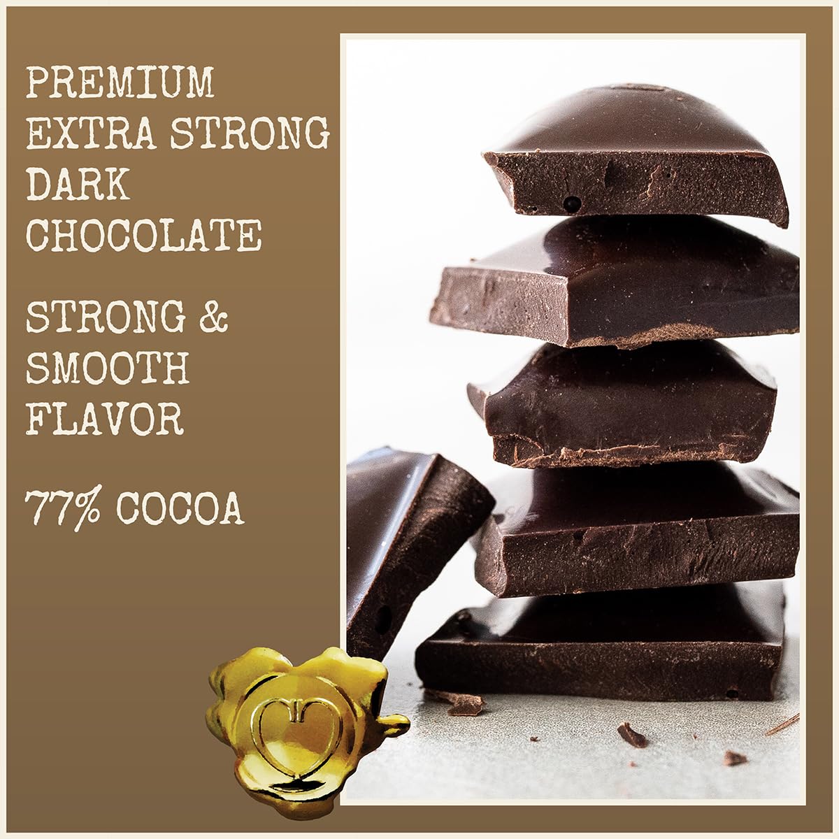 Chocolove Extra Strong Dark Chocolate Bars | 77% Cocoa | Strong & Smooth Premium Dark Chocolate | Rainforest Alliance Certified, Non-GMO