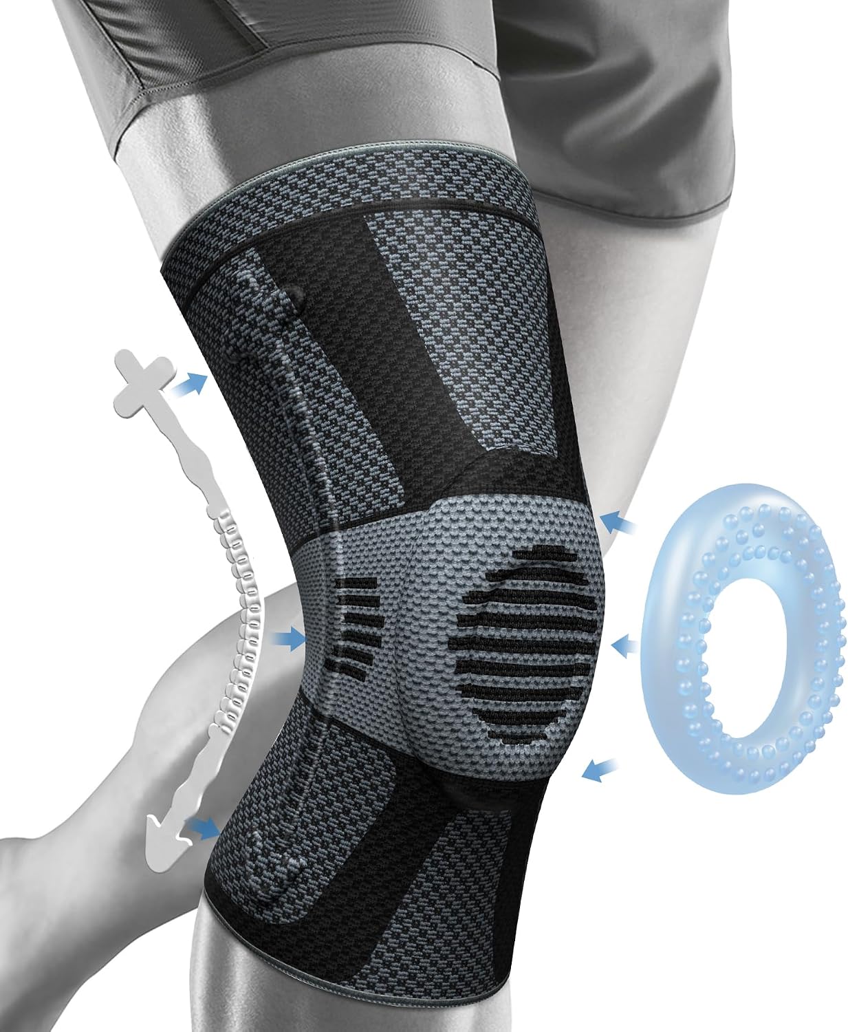 NEENCA Knee Braces for Knee Pain Relief, Compression Knee Sleeves with Patella Gel Pad & Side Stabilizers, Knee Support for Weightlifting, Running