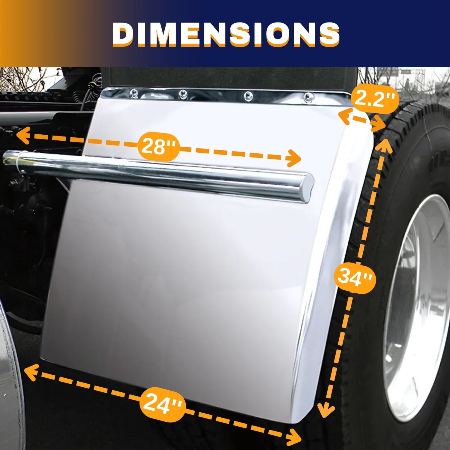 TORQUE Quarter Fenders for Semi Truck, 24" x 24" Black Poly, Tube Bracket and Mounting Hardware Included, Right Left, Quarter Fender Kit Set (TRQF311)