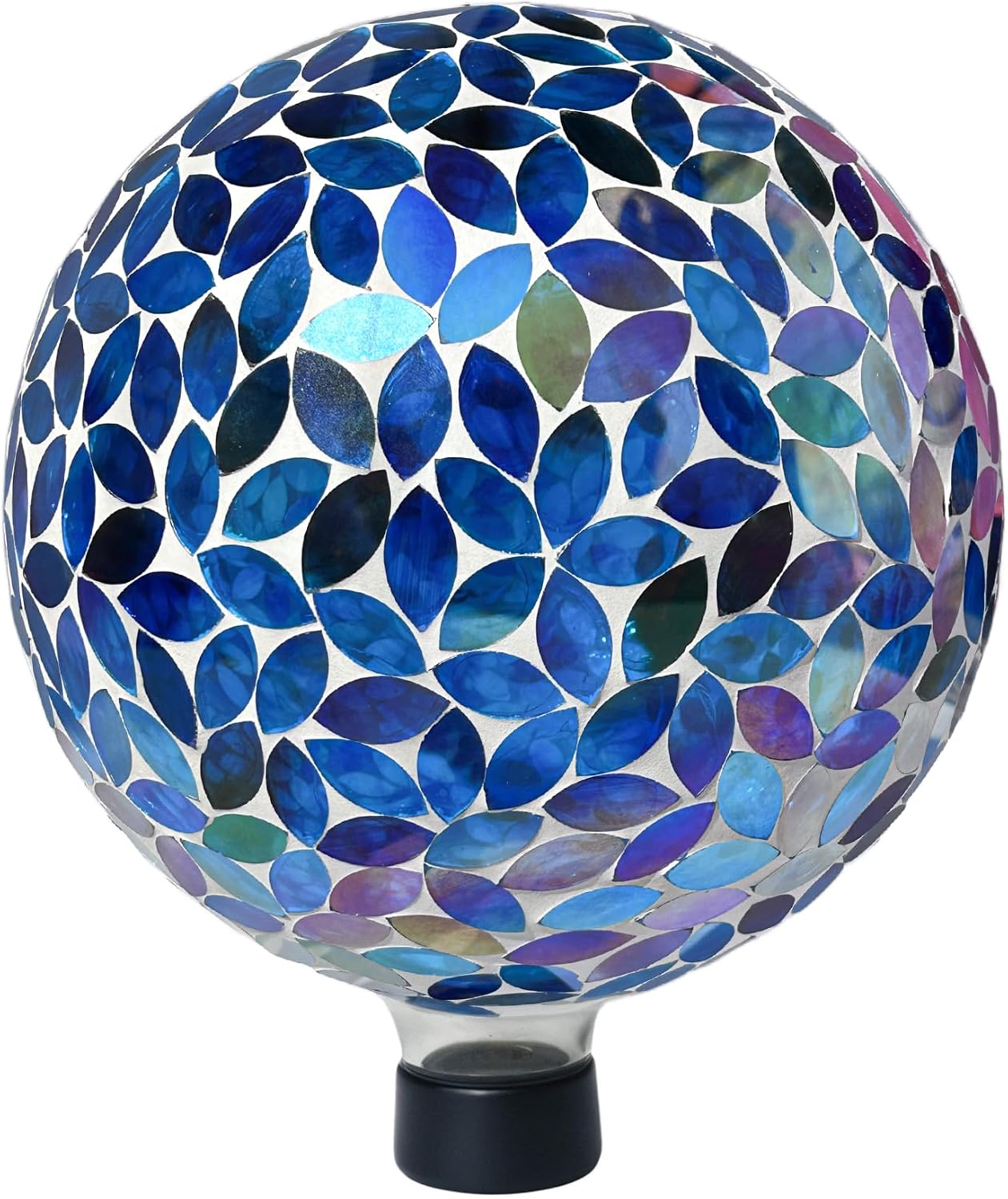 Lily's Home Colorful Mosaic Glass Gazing Ball, Designed with a Stunning Holographic Petal Mosaic Pattern to Bring Color and Reflection to Any Home and Garden, Red and Gold (10" Diameter)