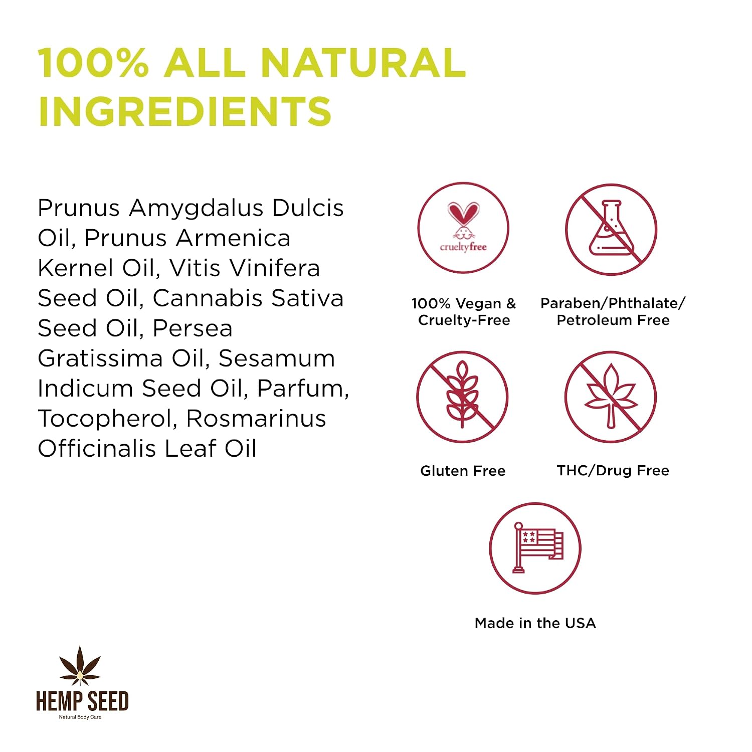 Hemp Seed Massage & Body Oil - 8 fl. oz. - Nourishing, Moisturizing Massage Oil - Hemp Seed, Apricot, Grapeseed & Sweet Almond Oil - Vegan & Cruelty Free