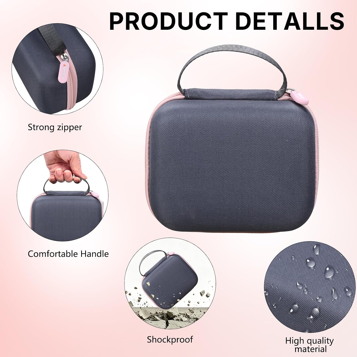 Aproca Case Compatible with Cricut EasyPress Mini Heat Press, Storage Portable Bag for Machine and Accessories -Black with Red Zipper (Case Only)