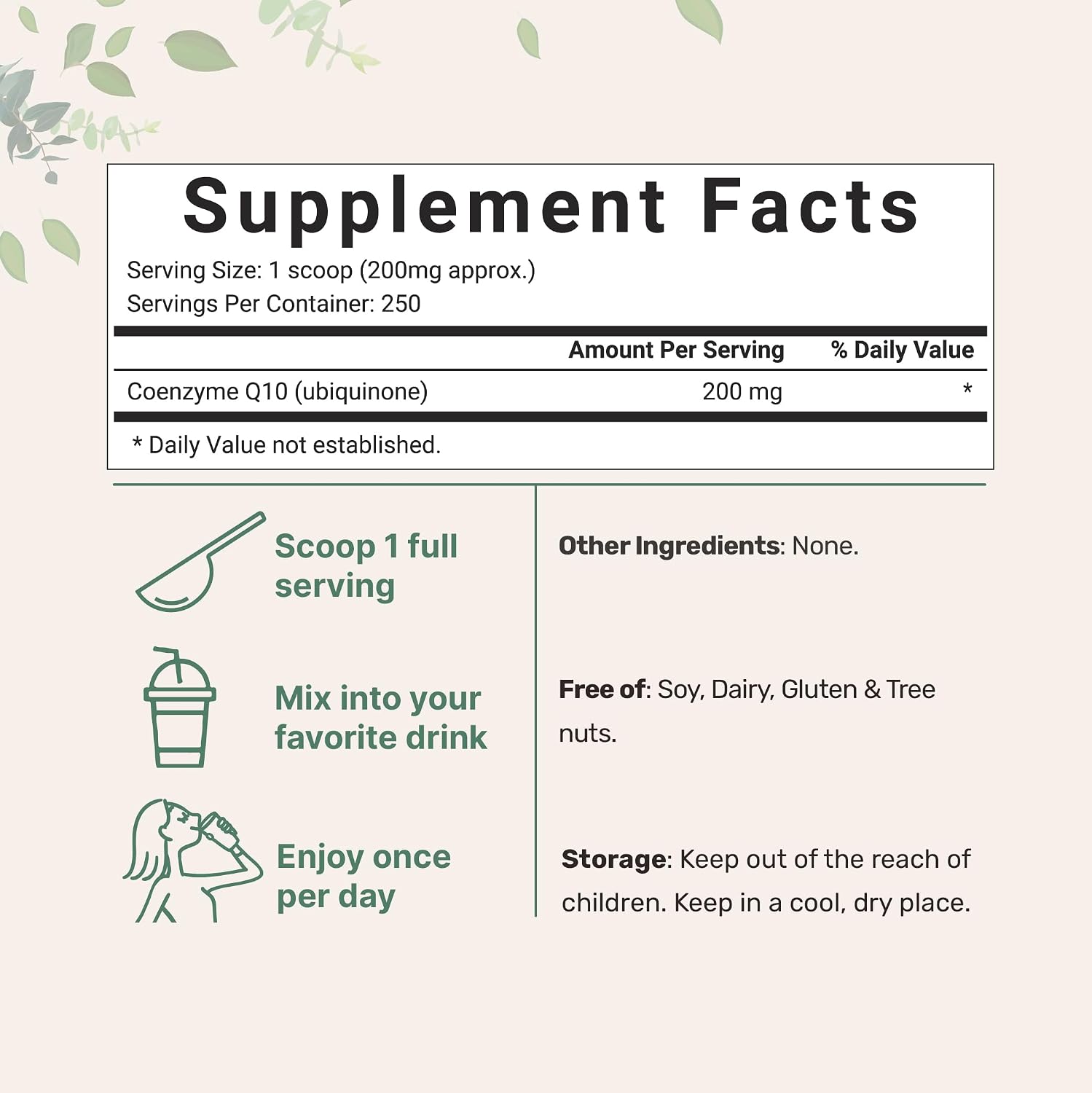 Micro Ingredients Water Soluble COQ10 Supplement (COQ10 200mg Per Serving in Powder Form), 50 Grams (8 Months Supply), Extra Absorption
