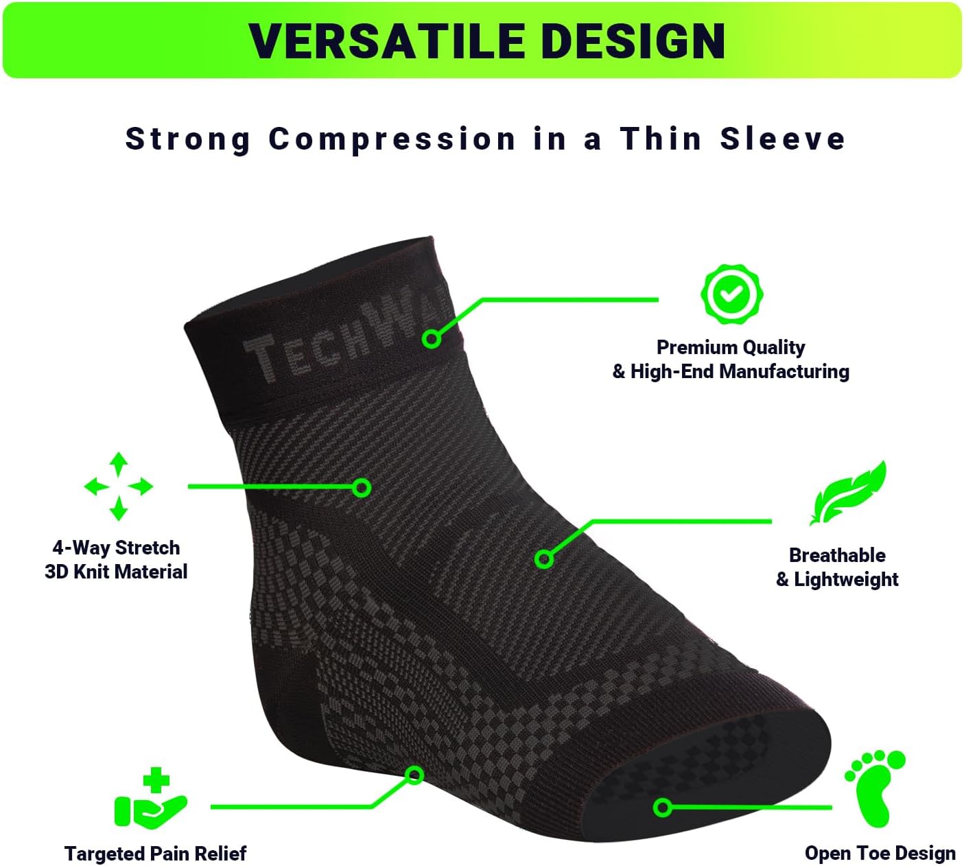 Ankle Brace Compression Sleeve - Plantar Fasciitis Sock. Relieves Achilles Tendonitis. Foot Arch Support Reduces Joint Pain, Swelling & Heel Spur Pain. Injury Recovery Braces for Sports